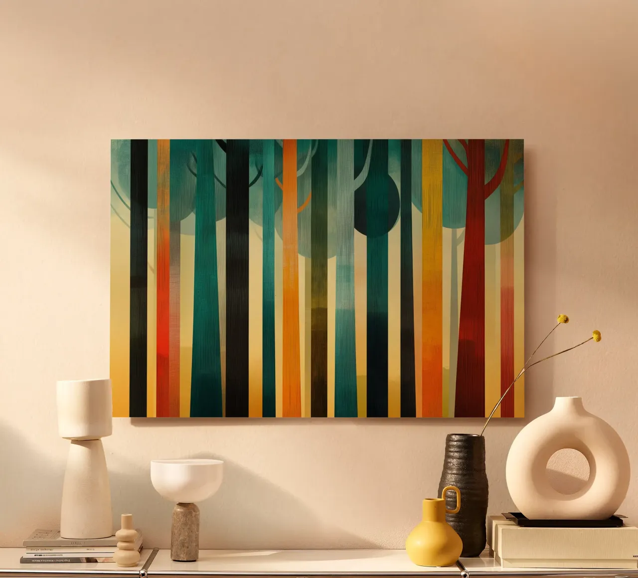 Abstract colored forest vintage watercolor alu-dibond by Little Things
