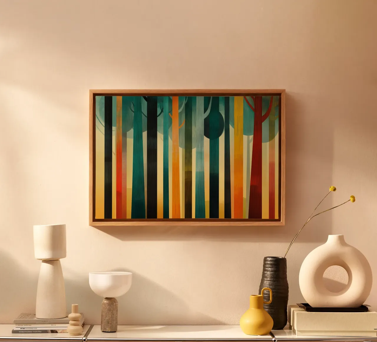 Abstract gekleurd bos vintage aquarel canvas met Baklijst van Little Things