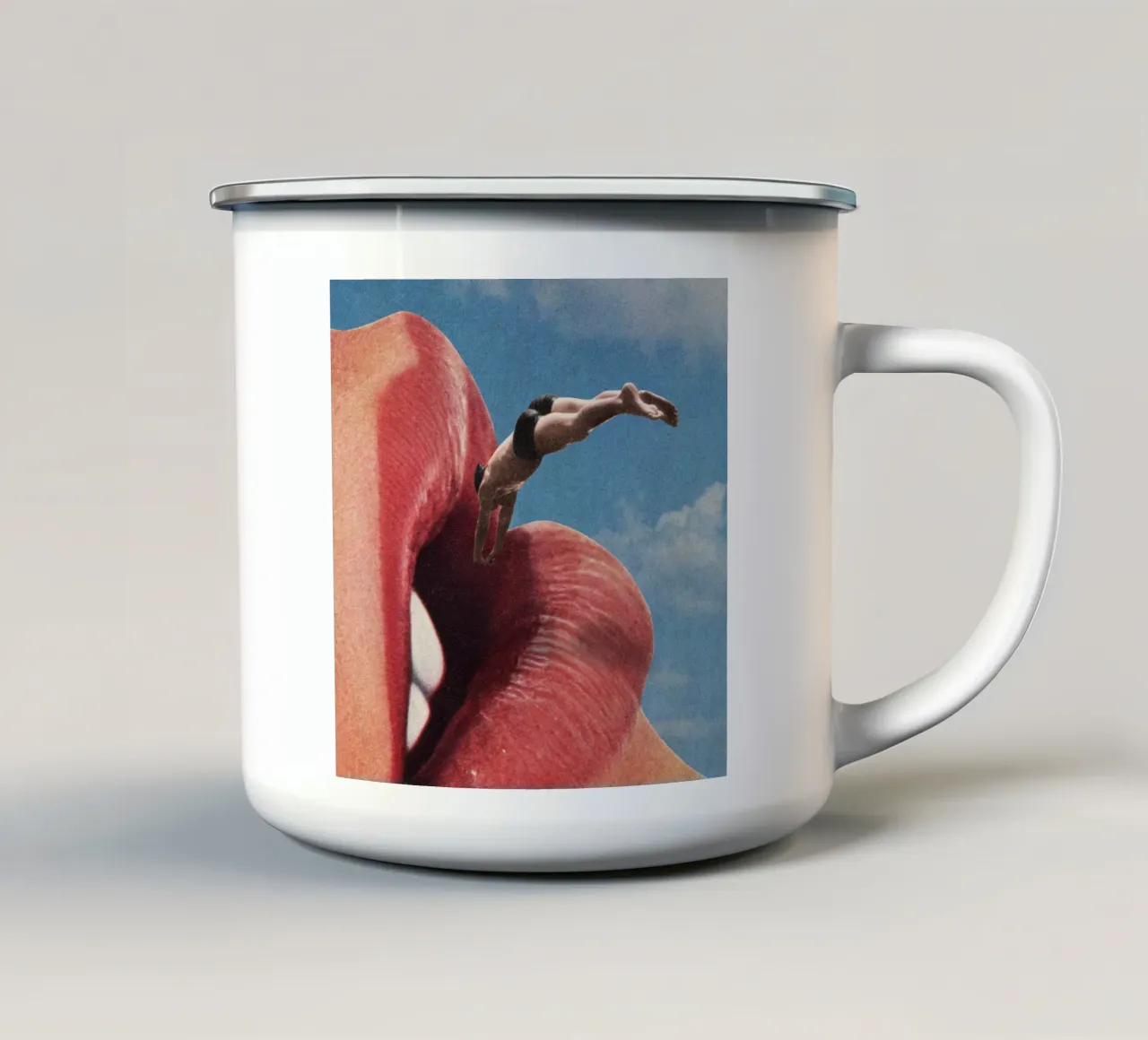The big jump taza de esmalte de Sammy Slabbinck
