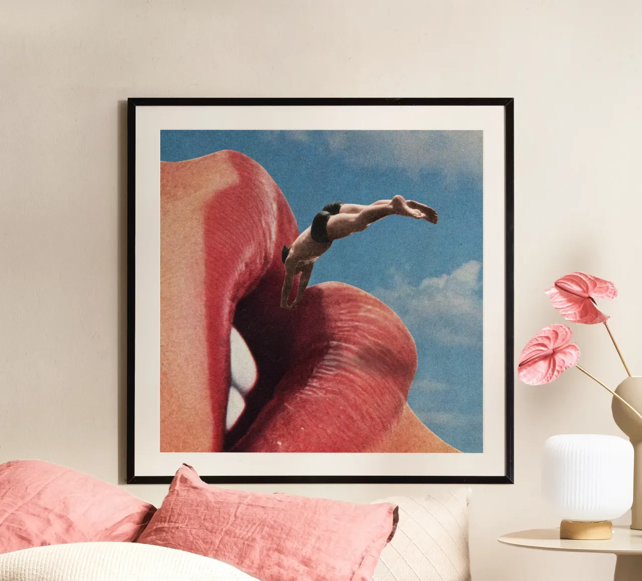 The big jump poster con telaio in alluminio da Sammy Slabbinck