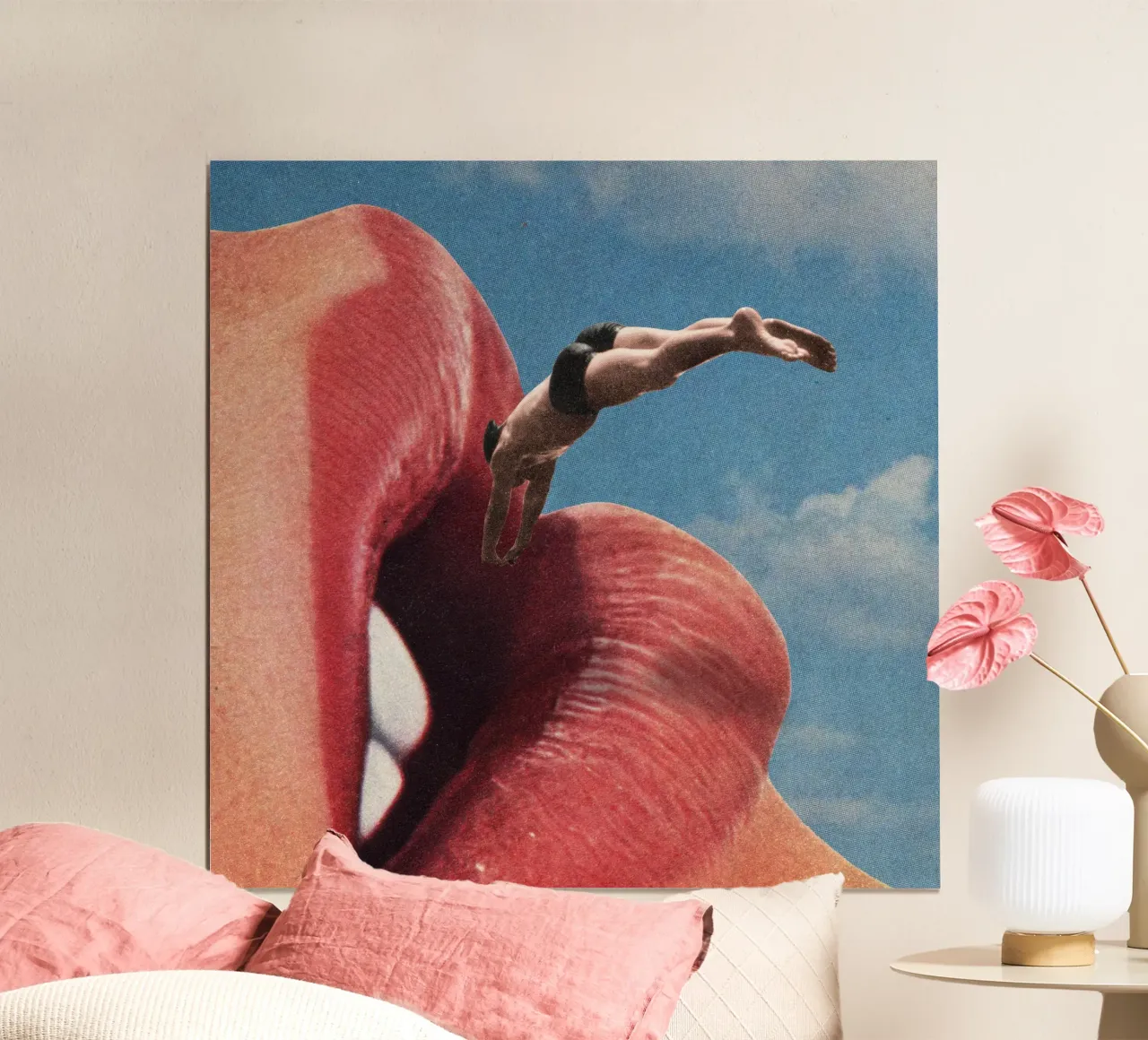 The big jump poster con telaio in alluminio da Sammy Slabbinck
