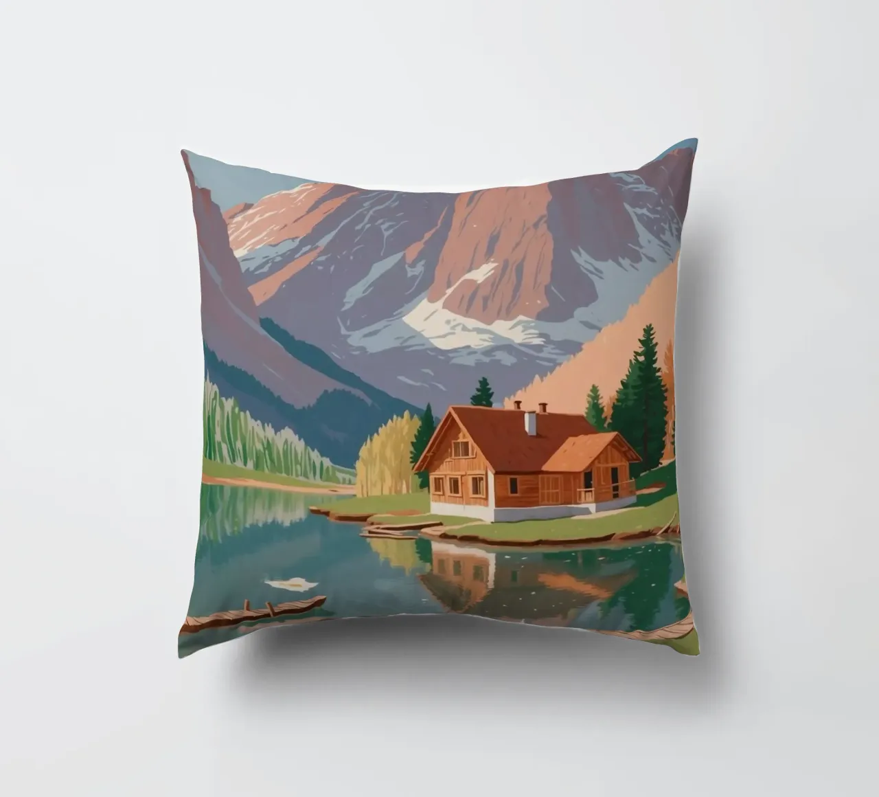 Pragser Wildsee: Spring awakening | Werk 1 decorative cushion by AlbertKlee