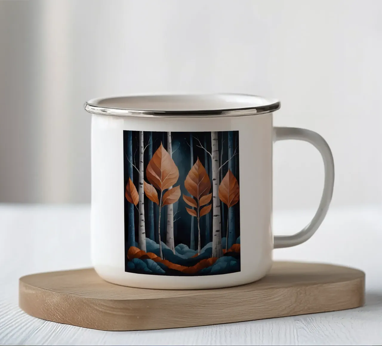 Sussurri della foresta al chiaro di luna tazza in smalto da Artistic-shop