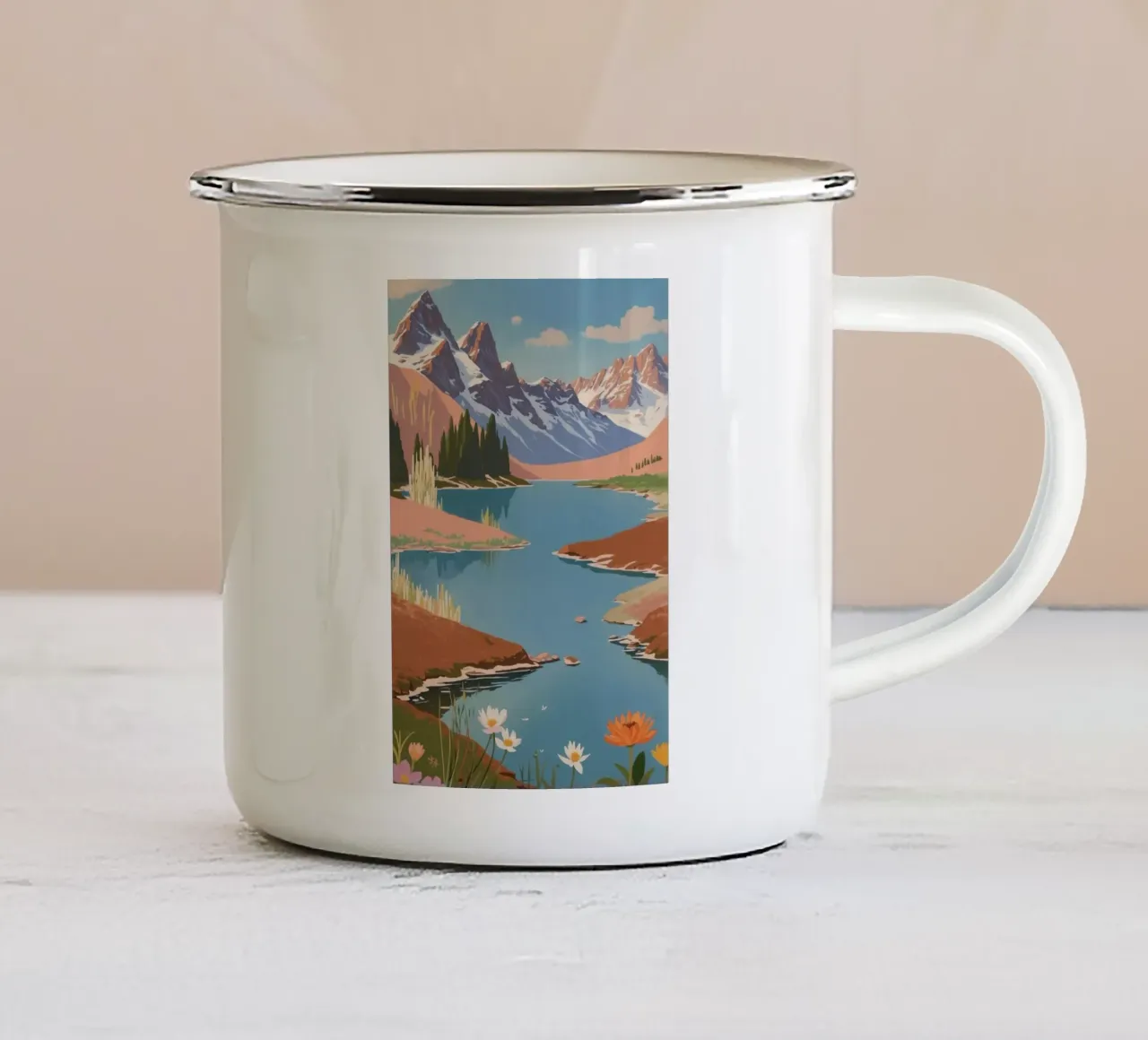 Pragser Wildsee: Incanto di primavera | Werk 3 tazza in smalto da AlbertKlee