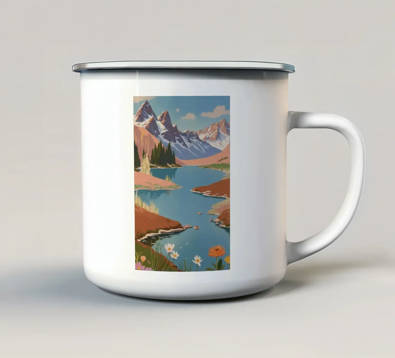 Pragser Wildsee: Incanto di primavera | Werk 3 tazza in smalto da AlbertKlee