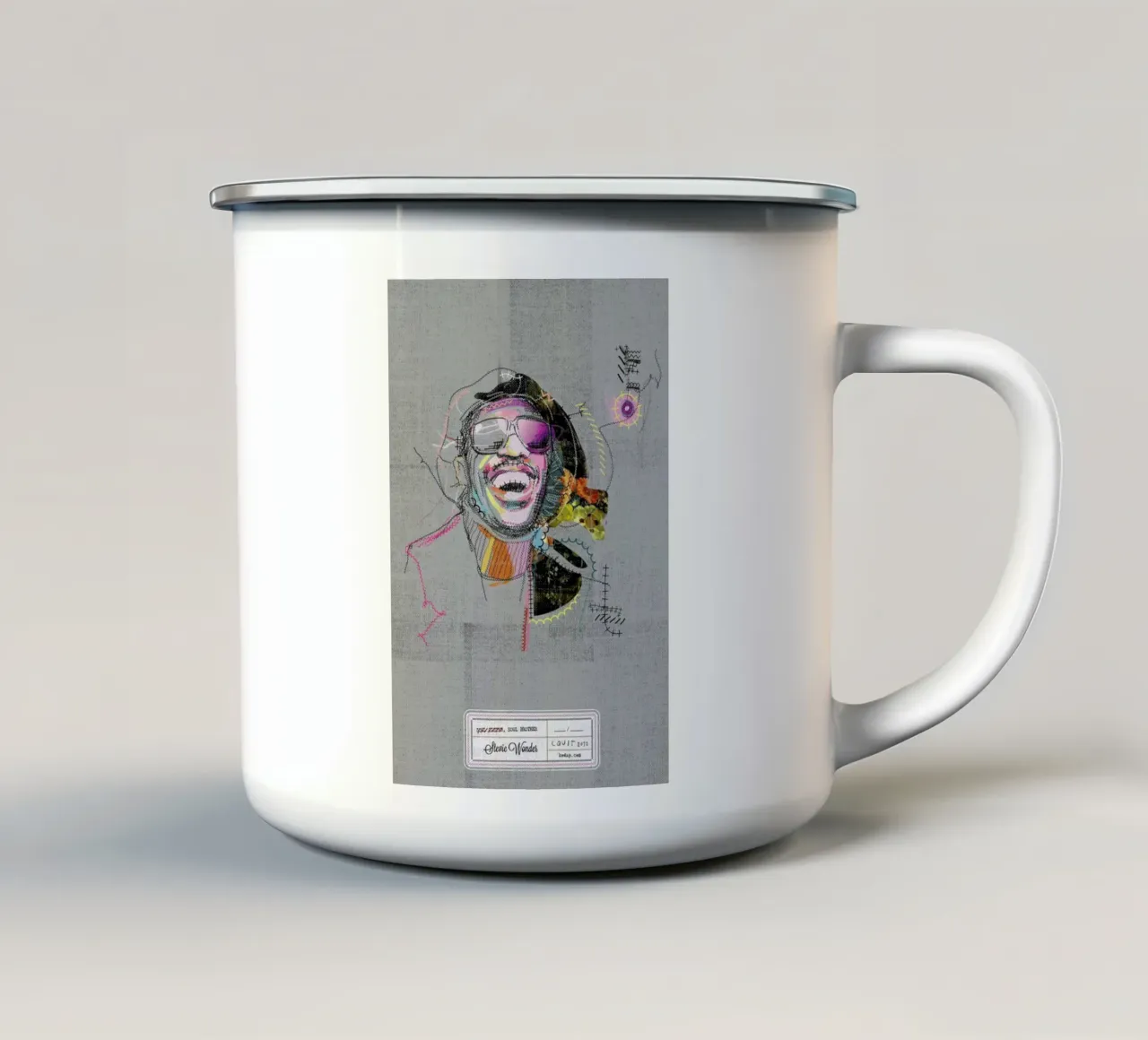 Stevie Portrait tazza in smalto da Carlos Quitério
