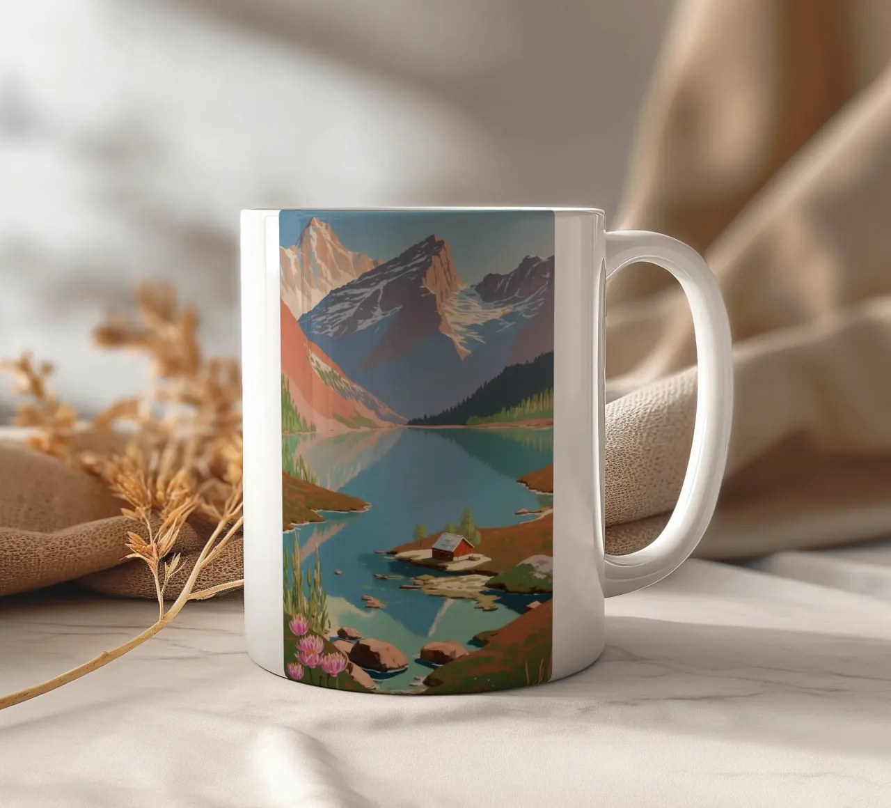Pragser Wildsee: risveglio di primavera | Werk 4 tazza in ceramica da AlbertKlee