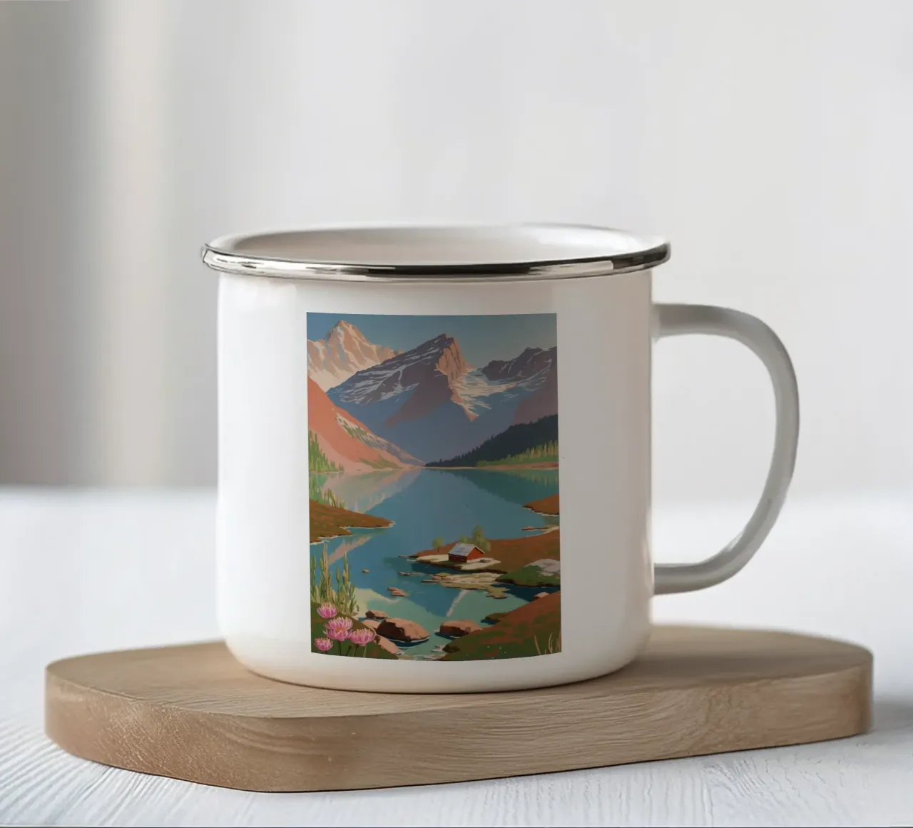 Pragser Wildsee: risveglio di primavera | Werk 4 tazza in smalto da AlbertKlee
