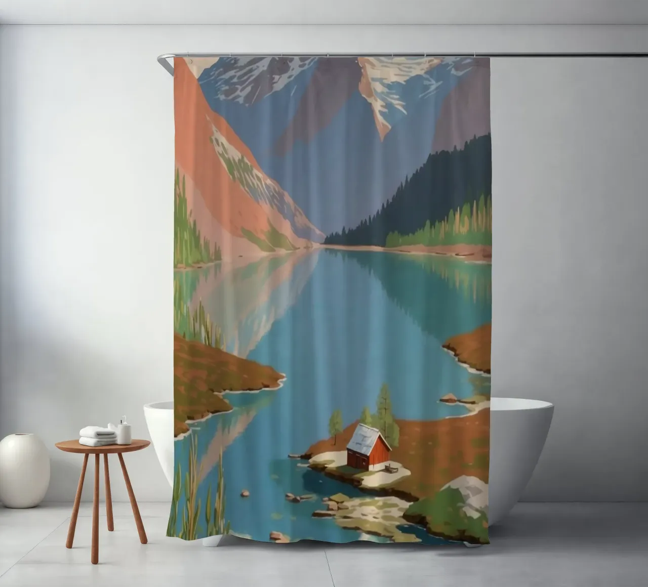 Pragser Wildsee: Frühlingserwachen | Werk 4 Duschvorhang von AlbertKlee