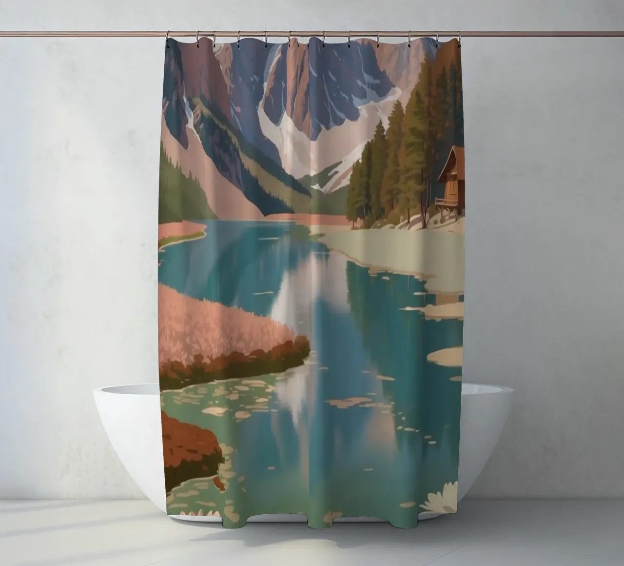 Pragser Wildsee: The splendour of spring | Werk 5 shower curtain by AlbertKlee