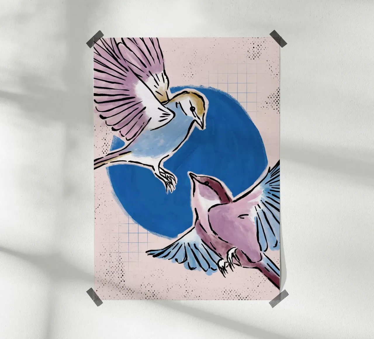 Two Birds poster con telaio in plastica da modeern