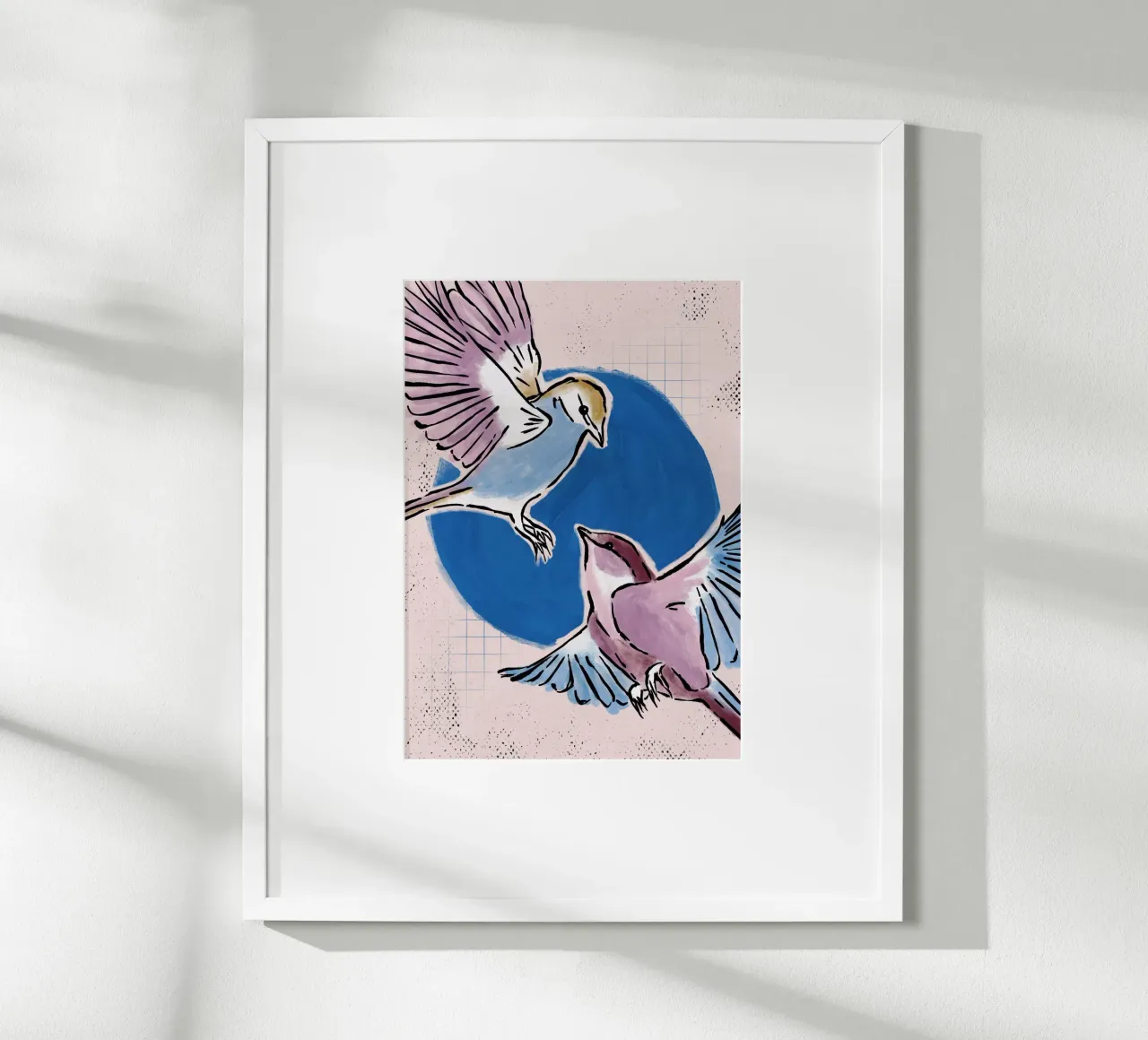 Two Birds poster con telaio in plastica da modeern