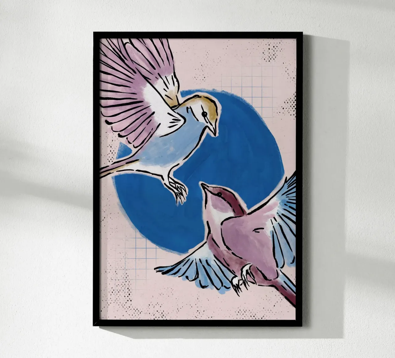 Two Birds poster con telaio in plastica da modeern