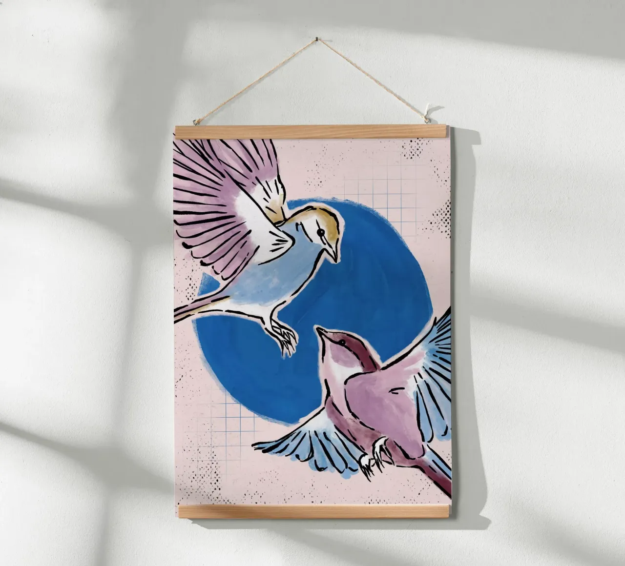 Two Birds poster con telaio in plastica da modeern