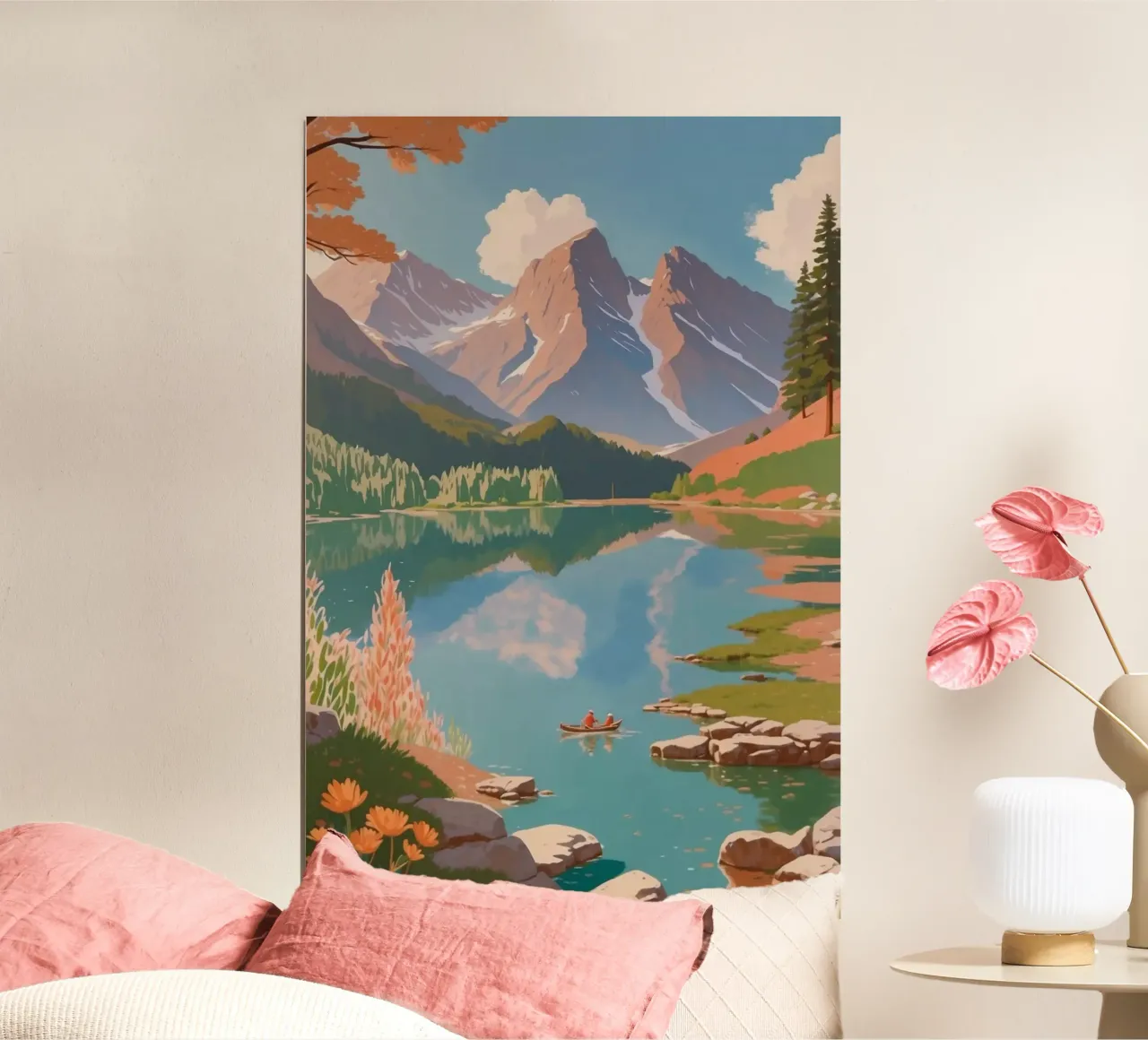 Pragser Wildsee : un doux miroir de la nature | Usine 7 poster avec cadre en bois de AlbertKlee