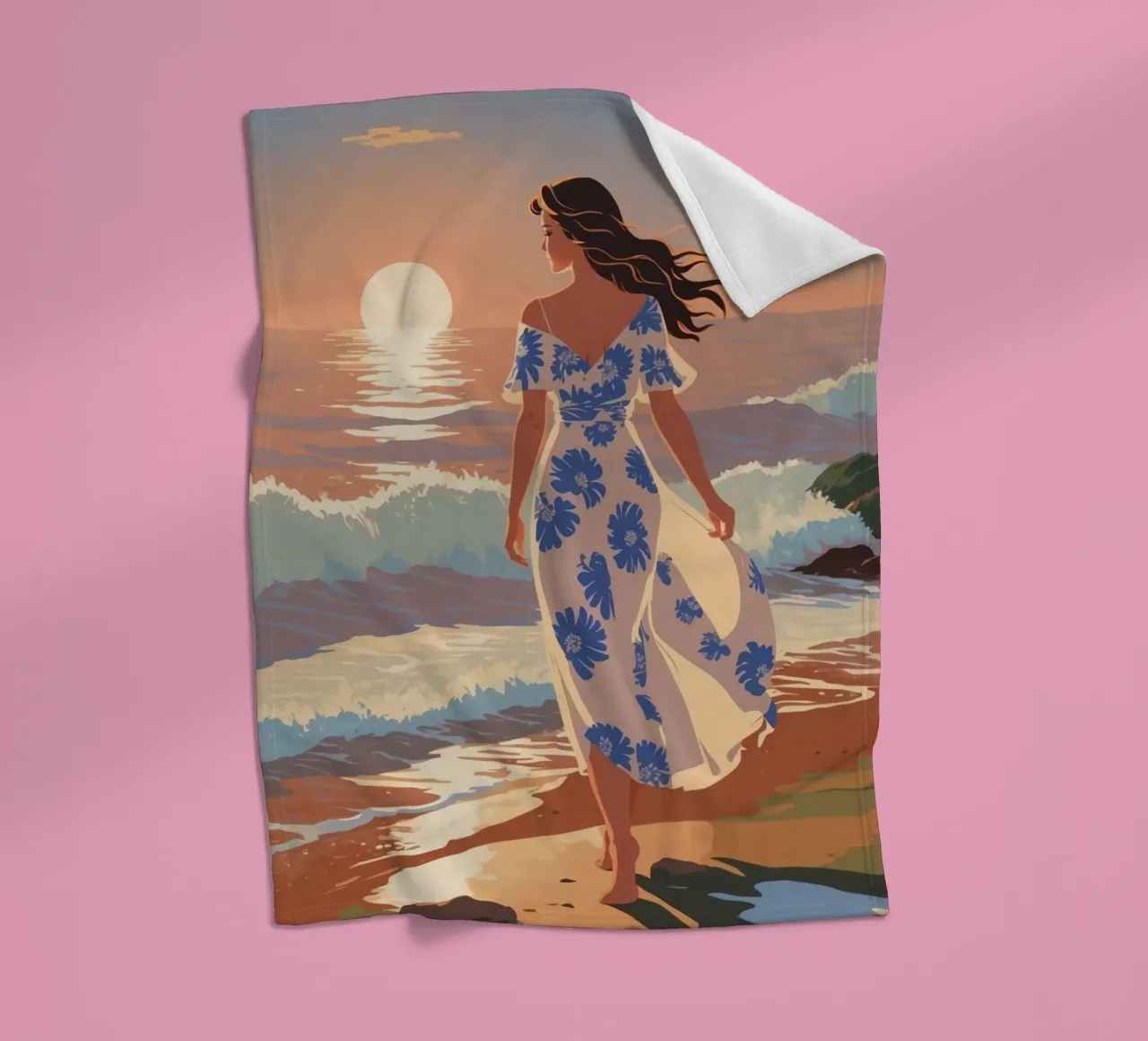 Texel: Tramonto magico in riva al mare | Werk 1 coperta in pile da AlbertKlee