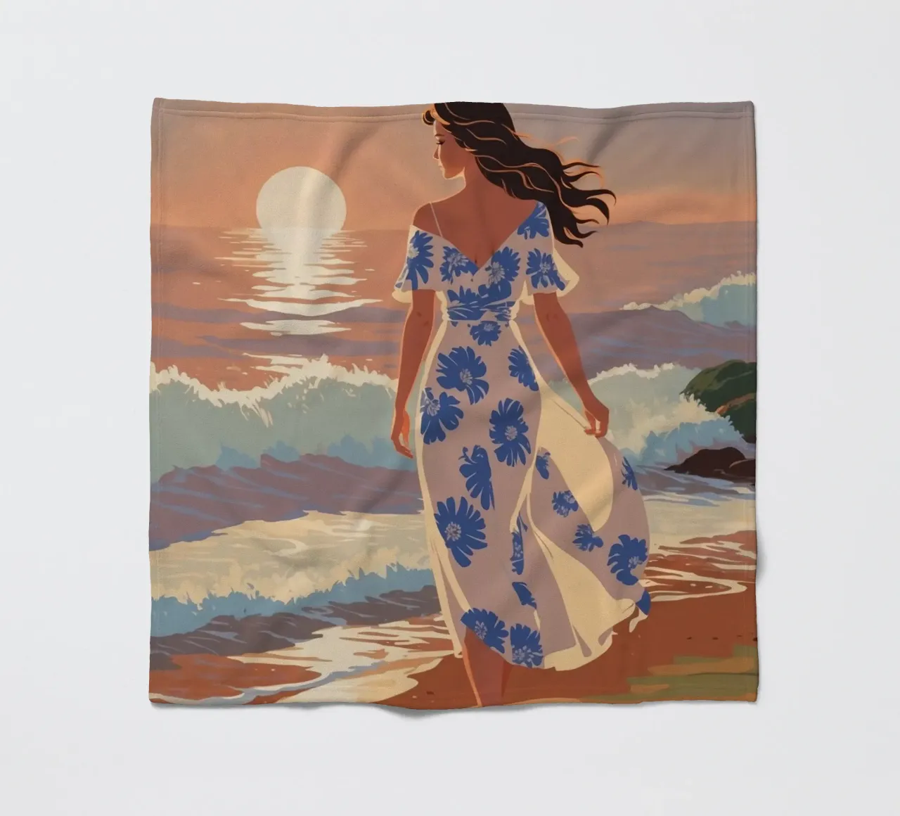 Texel: Tramonto magico in riva al mare | Werk 1 coperta in pile da AlbertKlee