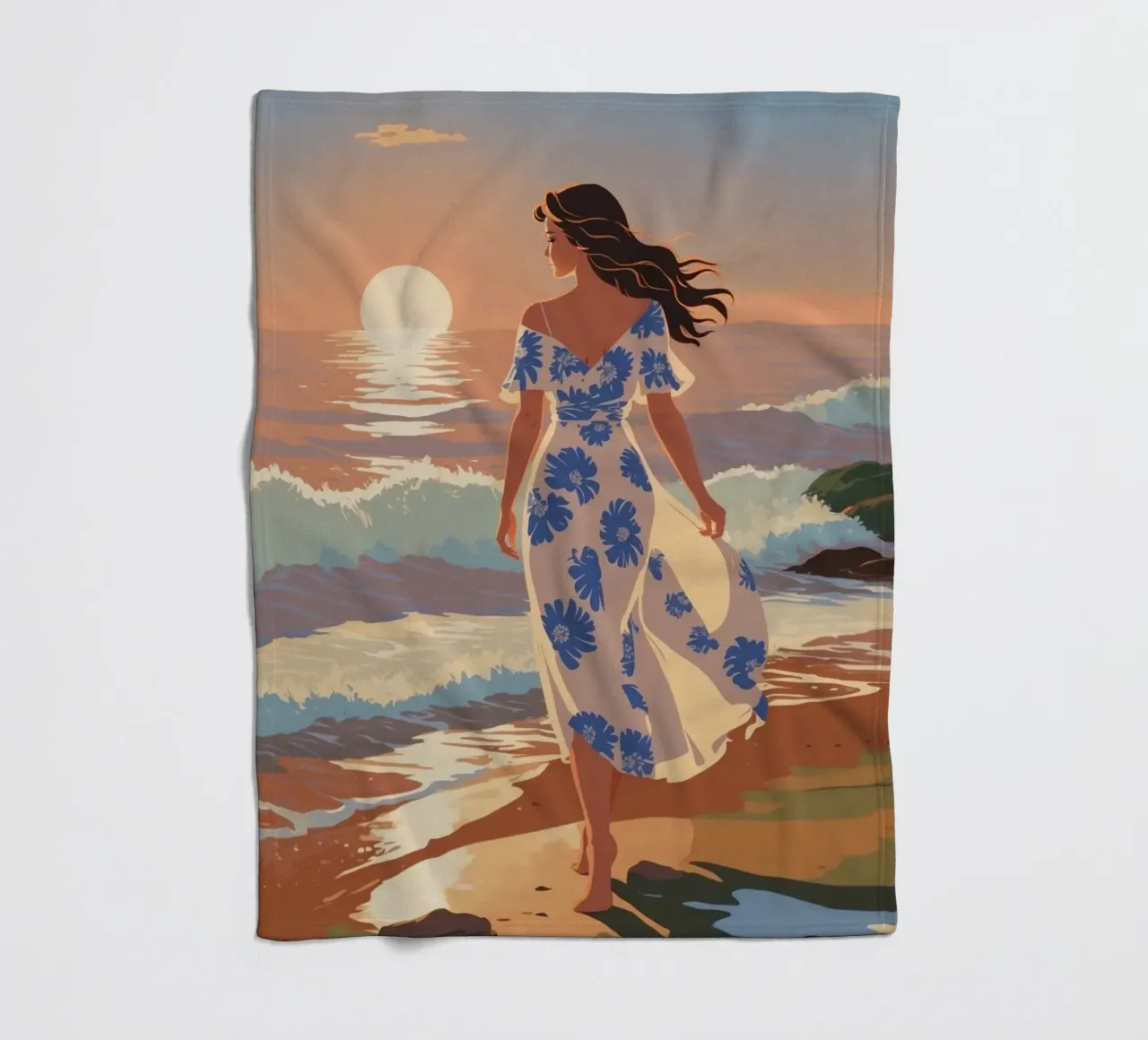 Texel: Tramonto magico in riva al mare | Werk 1 coperta in pile da AlbertKlee