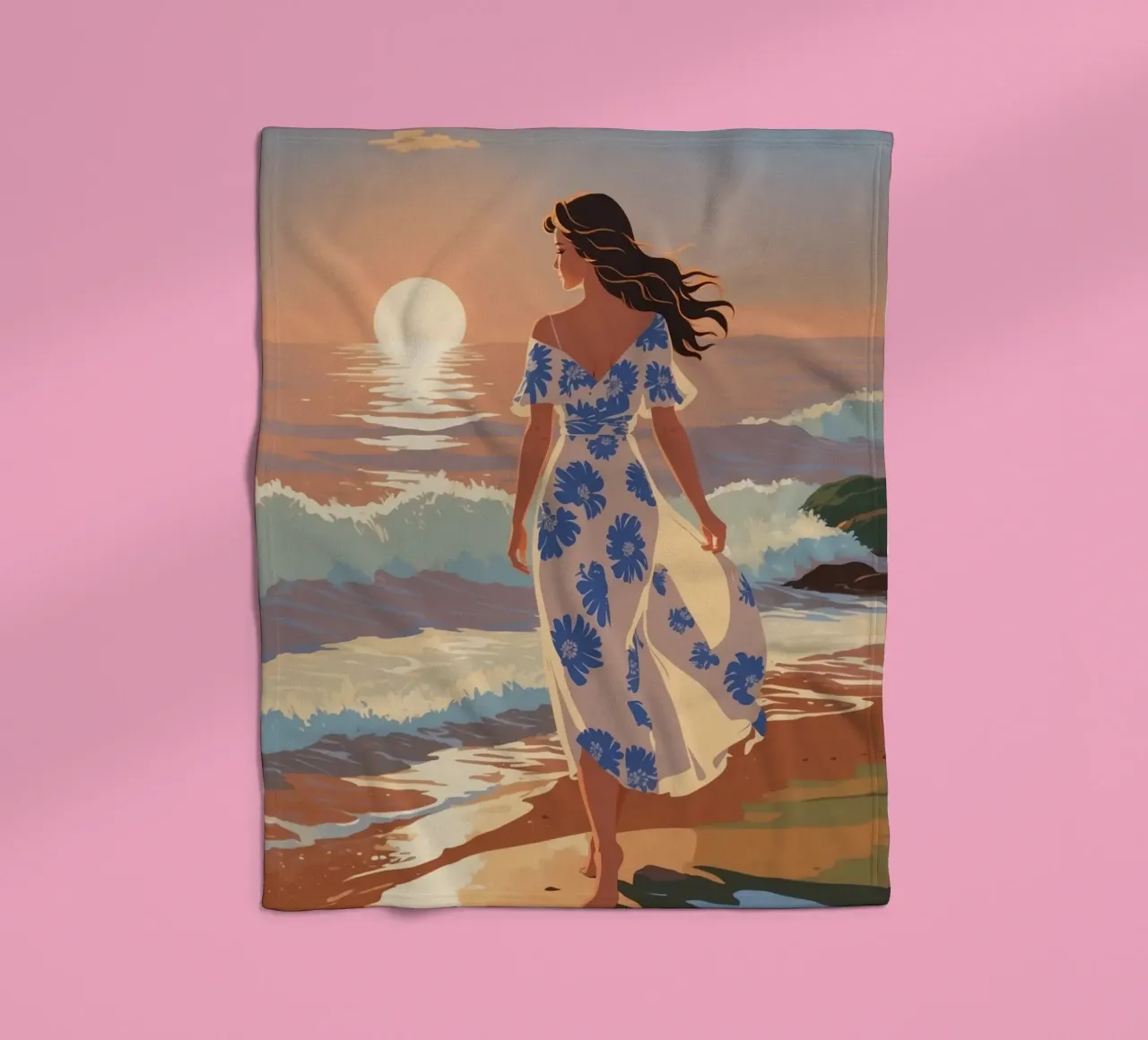 Texel: Tramonto magico in riva al mare | Werk 1 coperta in pile da AlbertKlee