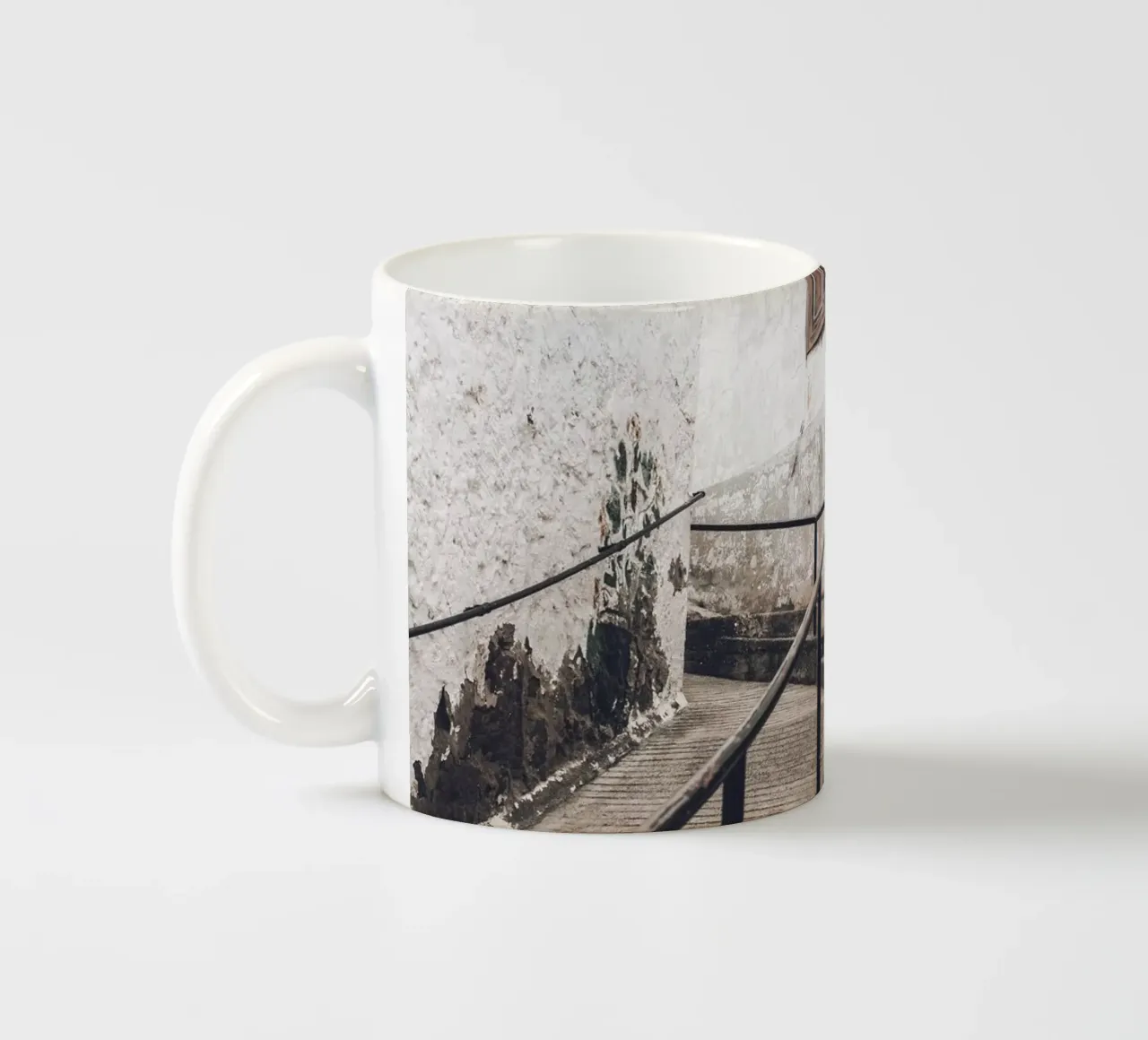 Rustic alleyway art - vintage architecture ceramic mug by Whole©