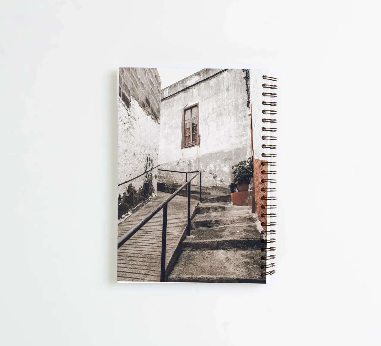 Rustic alleyway art - vintage architecture spiral notebook by Whole©