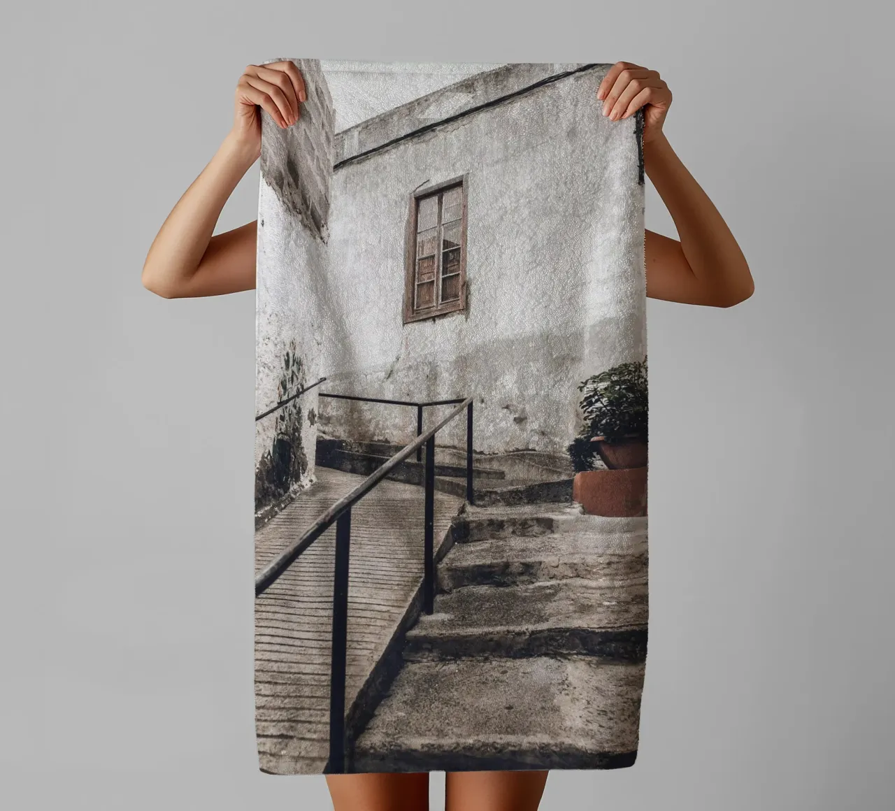 Rustic alleyway art - vintage architecture towel by Whole©
