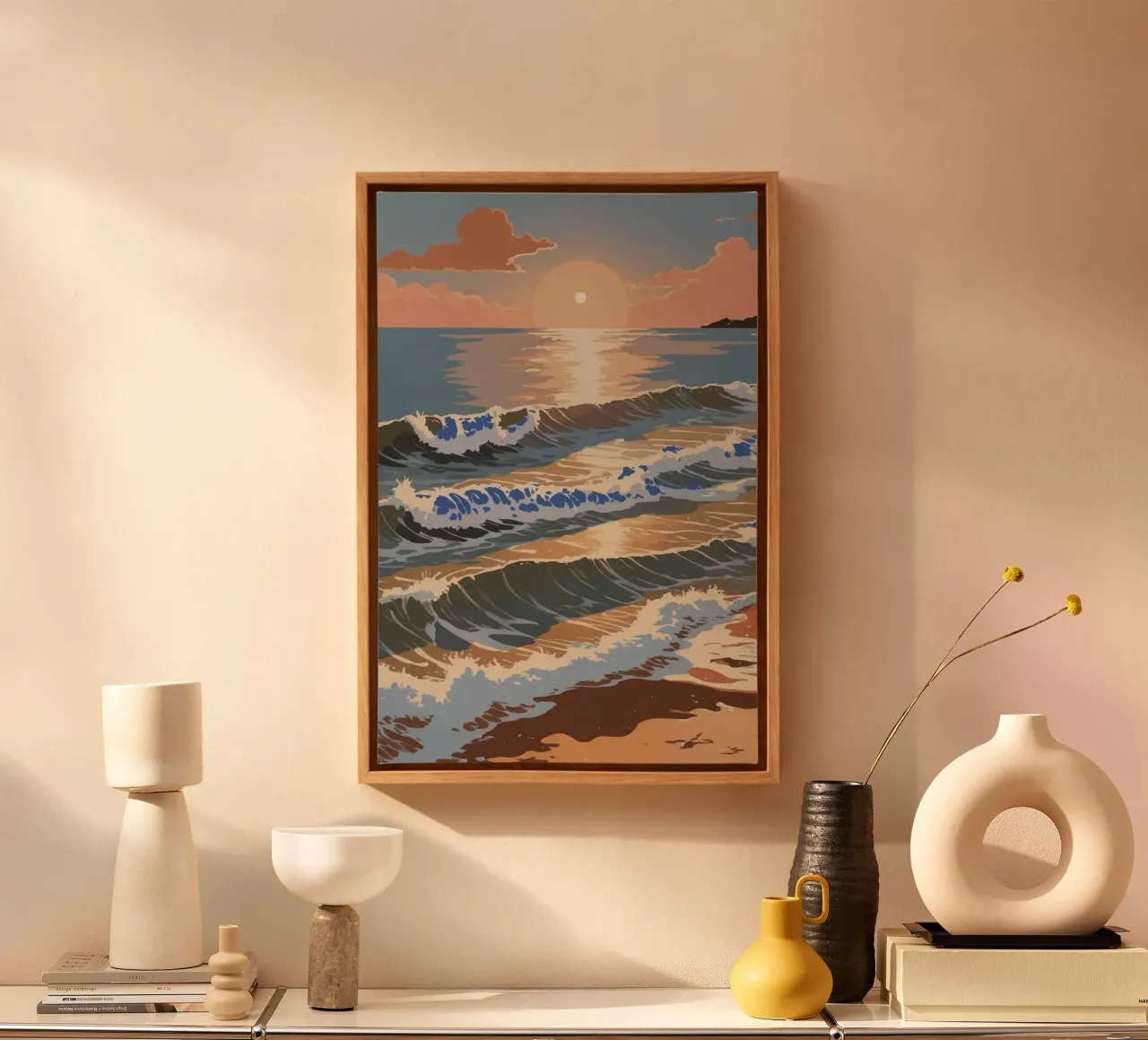 Texel: il rumore del mare al tramonto tela con Cornice a cassetta da AlbertKlee