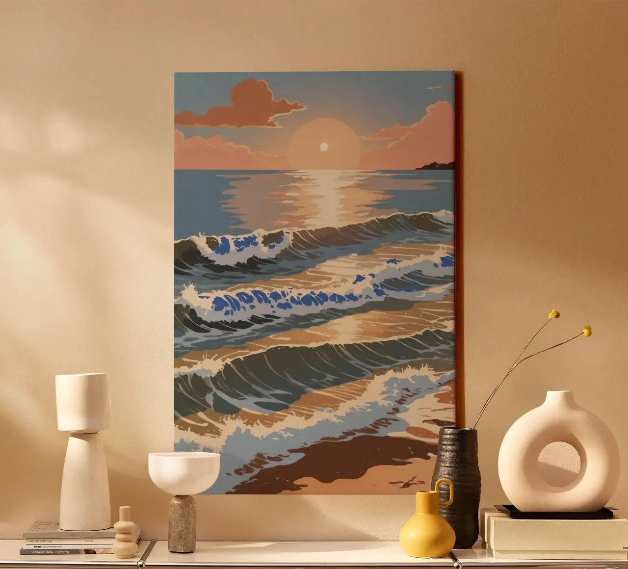 Texel: il rumore del mare al tramonto tela con Cornice a cassetta da AlbertKlee