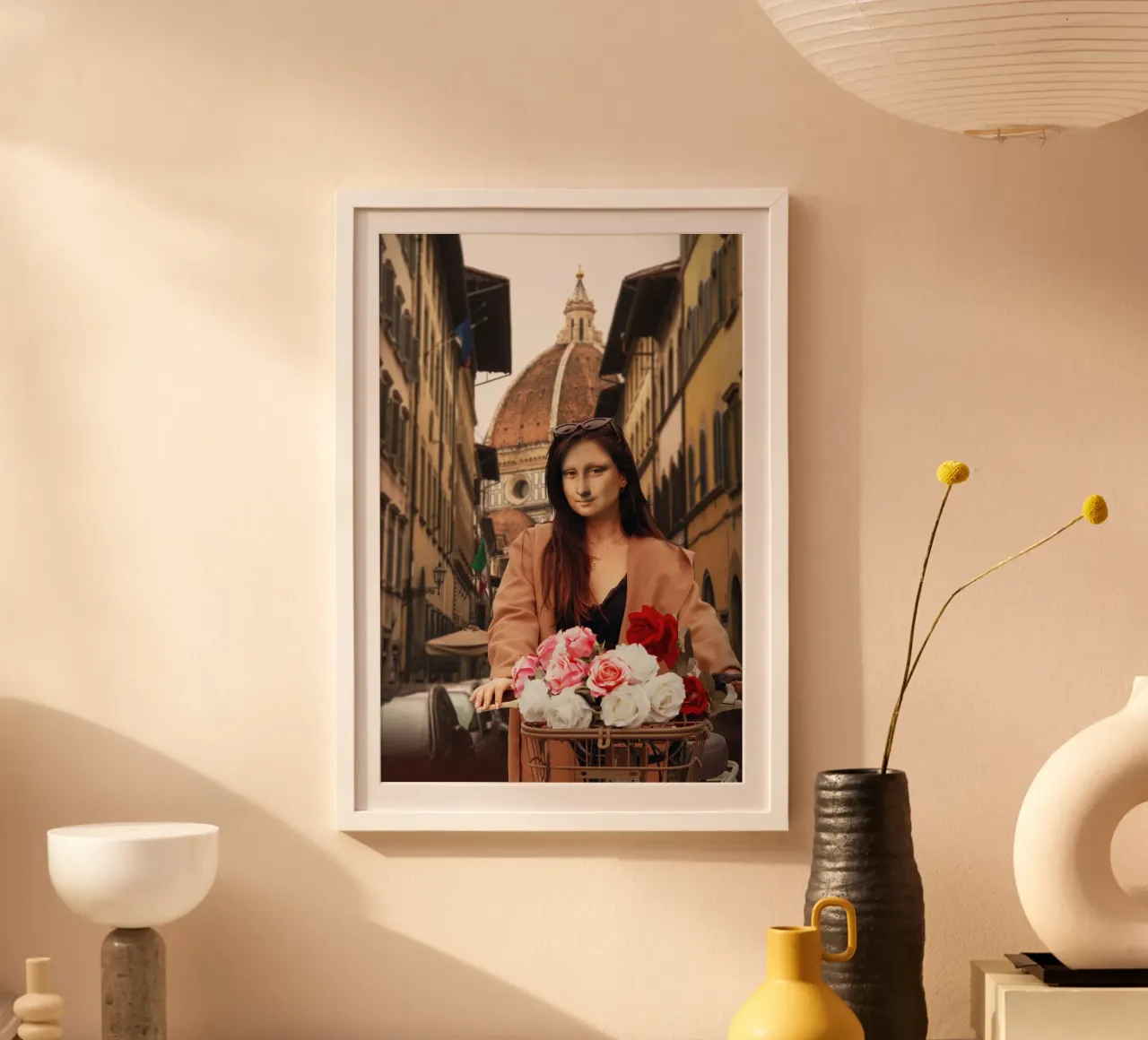 Mona in Florence poster con telaio in alluminio da Dikhotomy