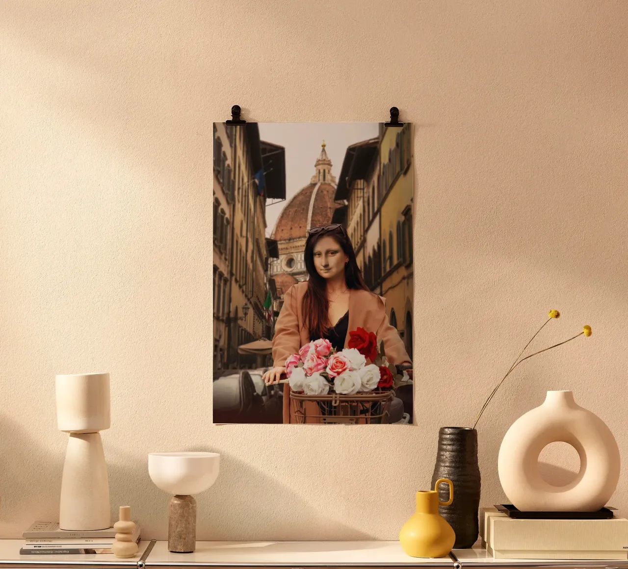 Mona in Florence poster con telaio in alluminio da Dikhotomy