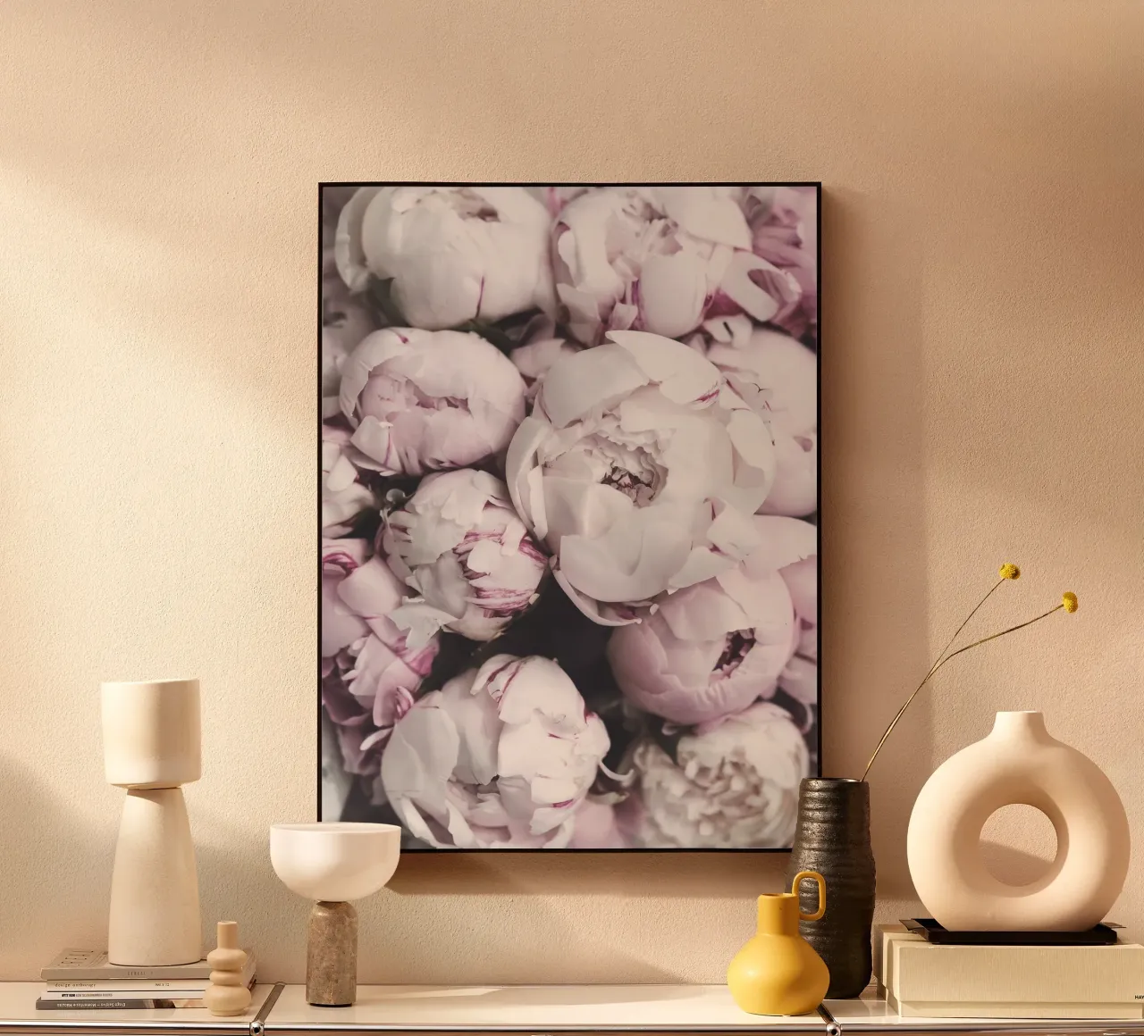 Pale pink peonies - elegant flower art acrylic glass by Whole©