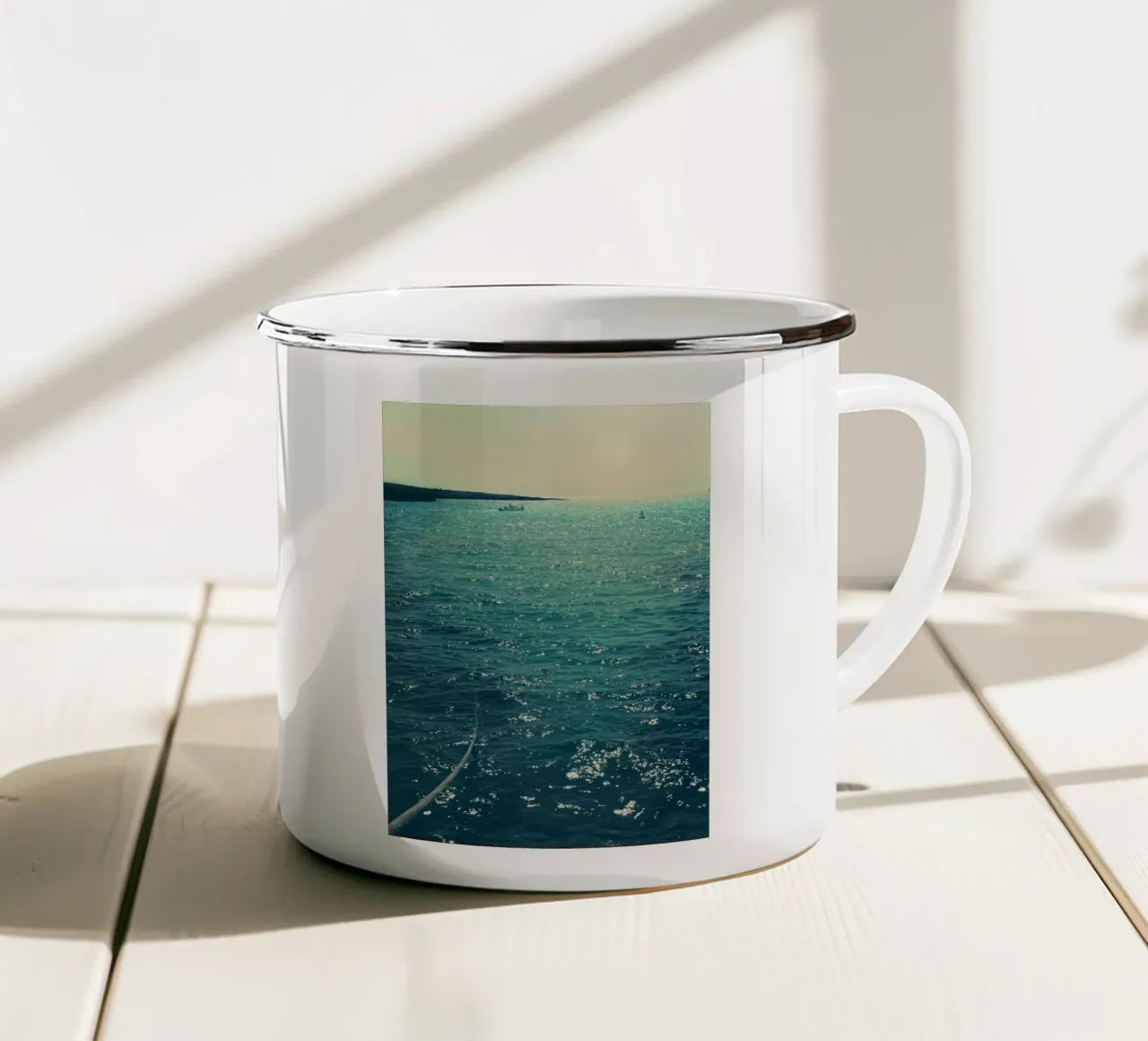 Atardecer en el mar taza de esmalte de Eva Nev Photography