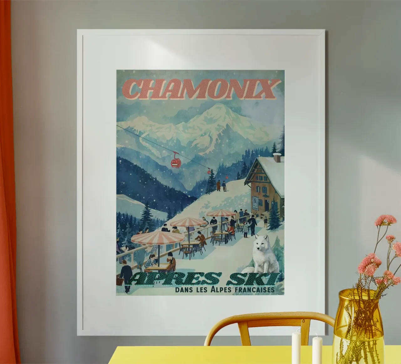 Chamonix dopo lo sci poster da Taika Tori Art