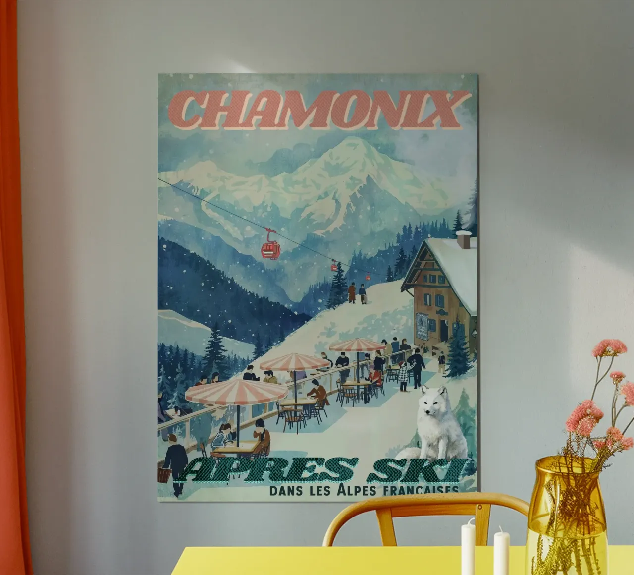 Chamonix dopo lo sci poster da Taika Tori Art