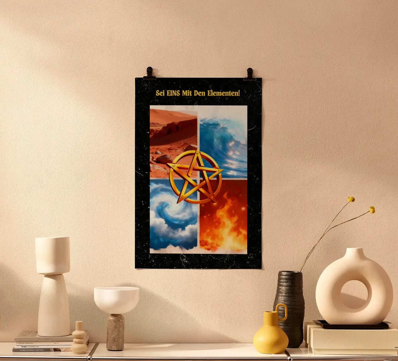 Pentagram - Sei EINS mit den Elementen poster da livingyourway
