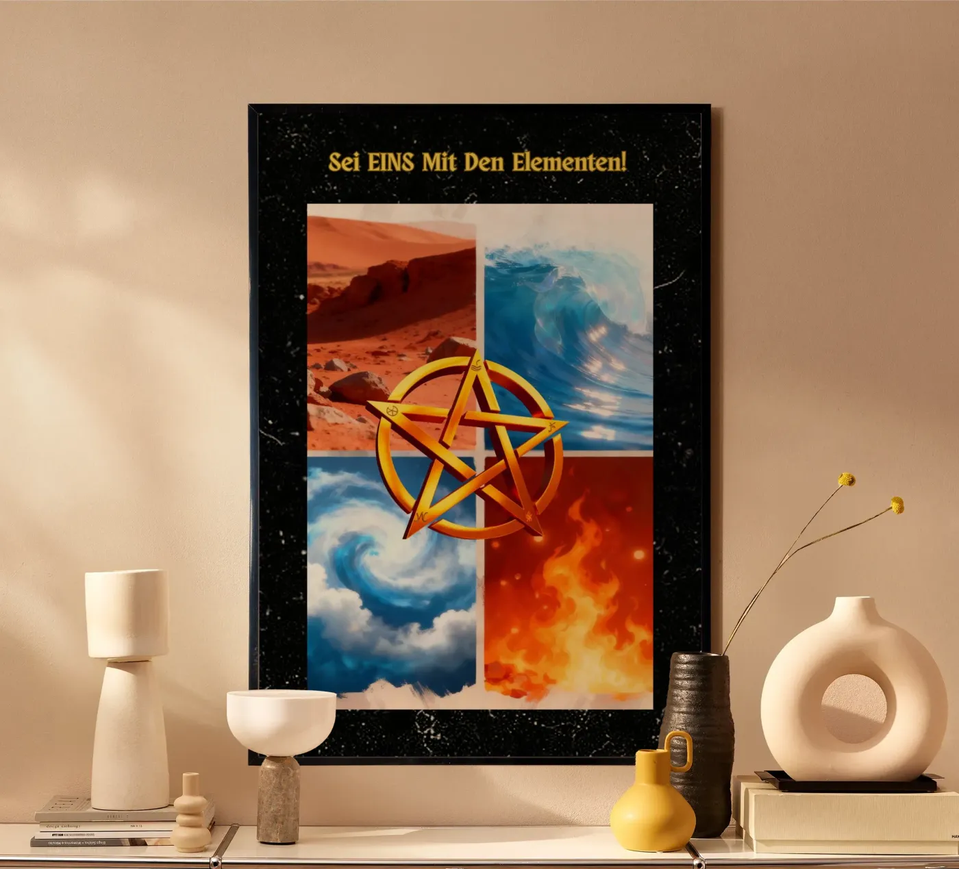 Pentagram - Sei EINS mit den Elementen poster van livingyourway