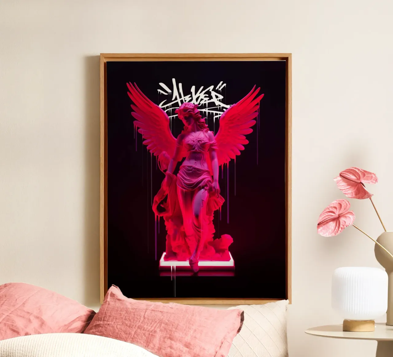 Neon Athenea canvas met Baklijst van Dikhotomy