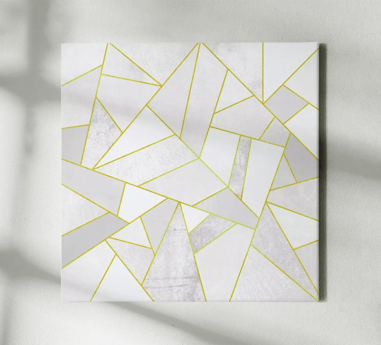 White Stone with Gold Lines tela con Cornice a cassetta da Elisabeth Fredriksson