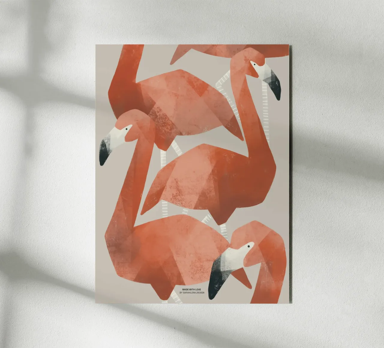 FLAMINGOS AT THE BEACH alluminio dibond da sarahlenadesign