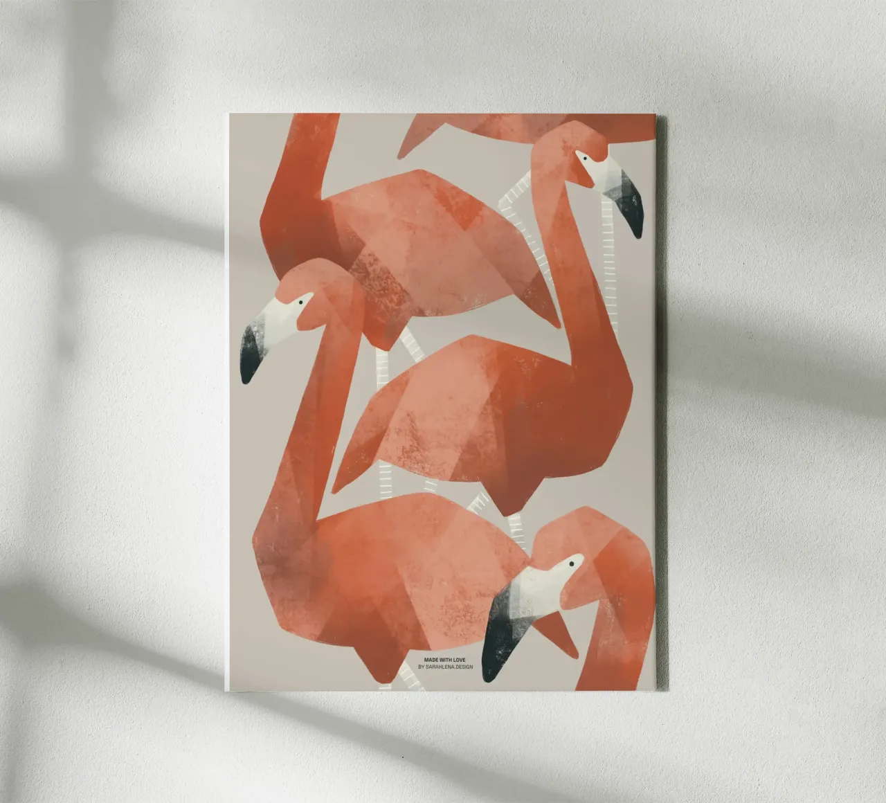 FLAMINGOS AT THE BEACH tela con Cornice a cassetta da sarahlenadesign