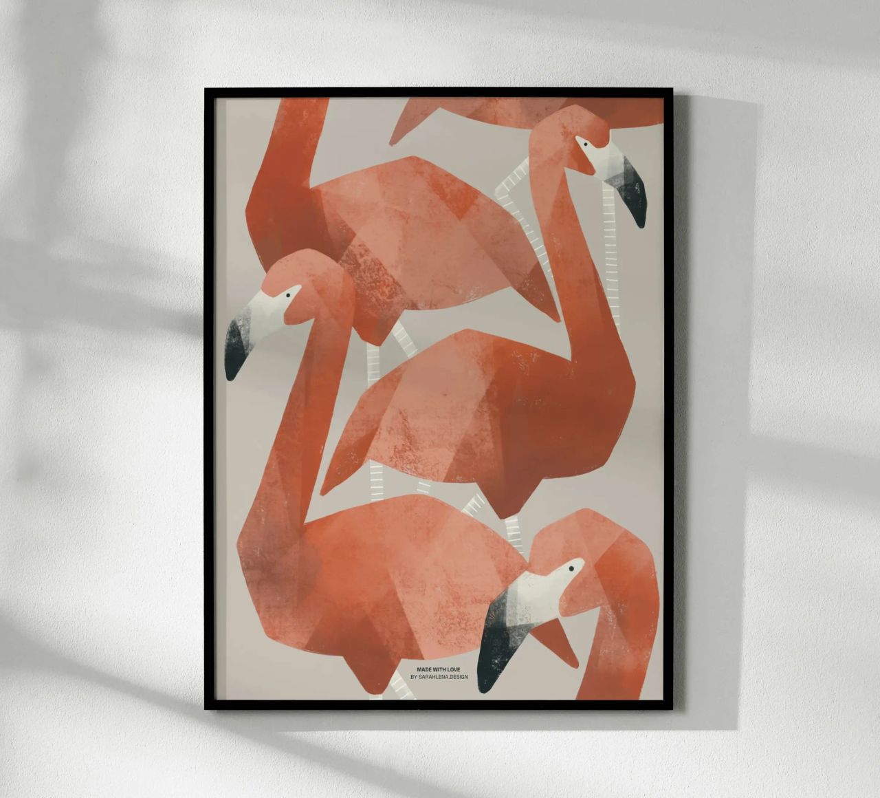 FLAMINGOS AT THE BEACH Poster von sarahlenadesign