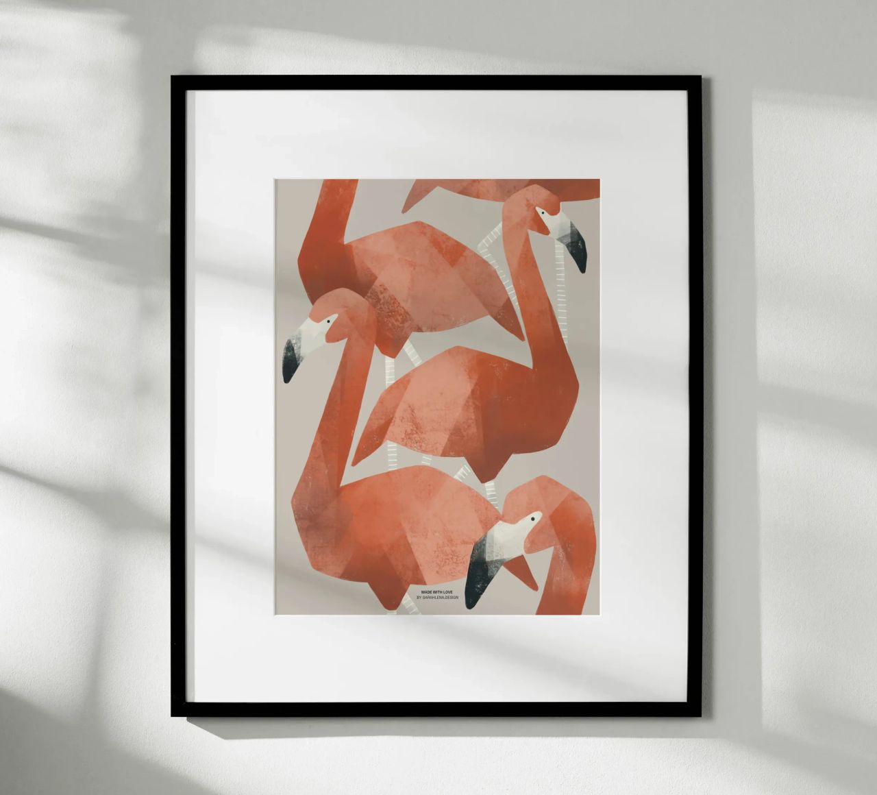 FLAMINGOS AT THE BEACH Poster von sarahlenadesign