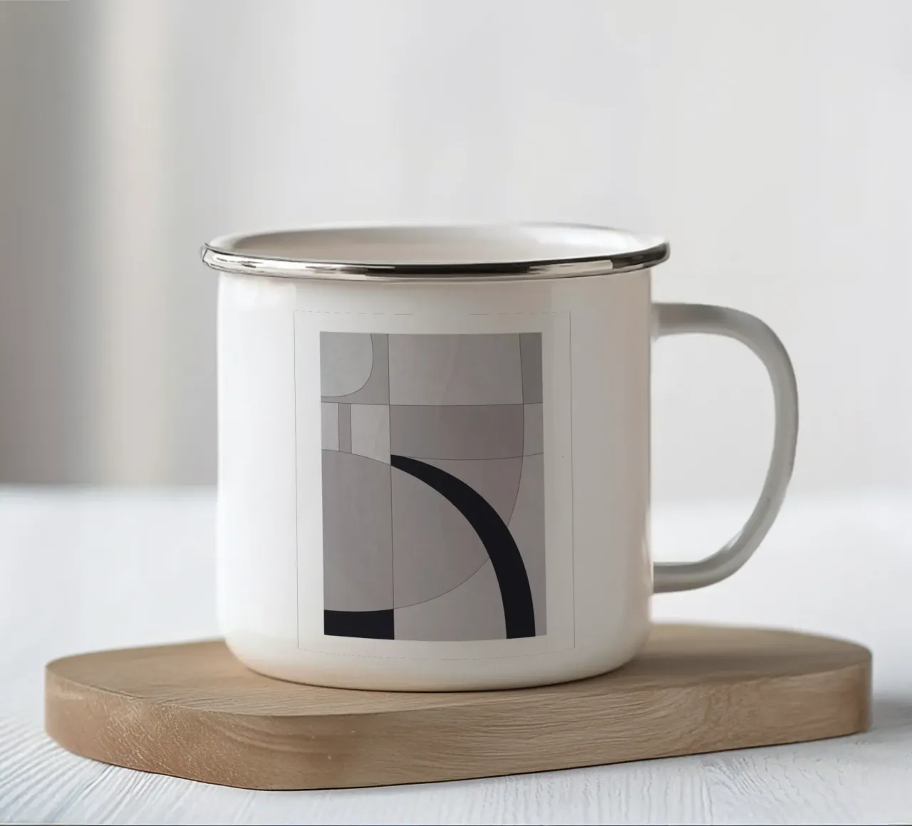 Geometric elegance - minimalist art in soft tones enamel mug by Whole©