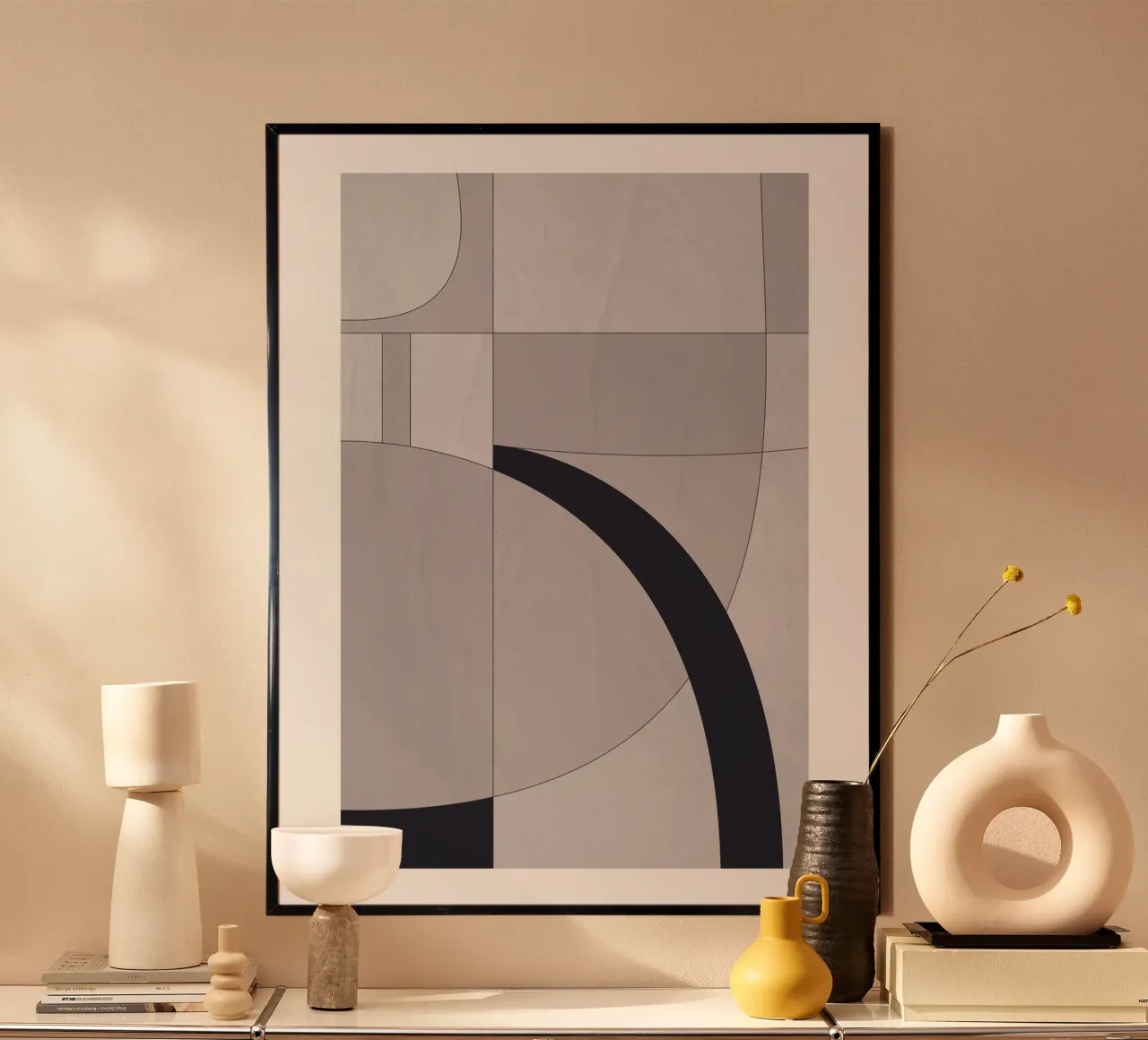 Geometric elegance - minimalist art in soft tones poster by Whole©