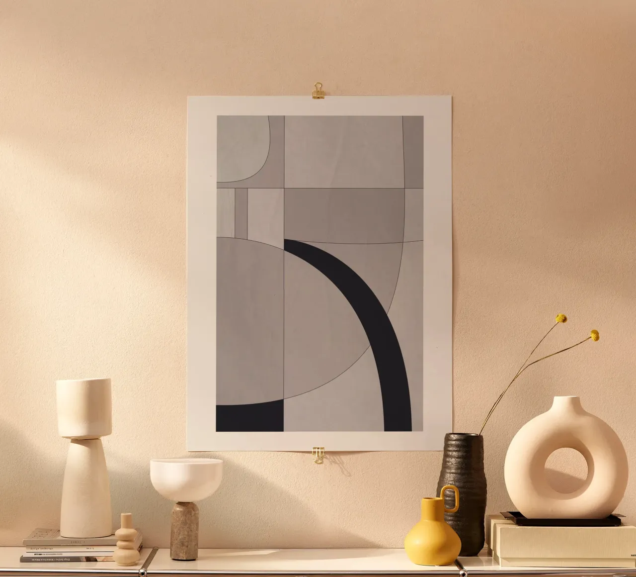 Geometric elegance - minimalist art in soft tones poster by Whole©