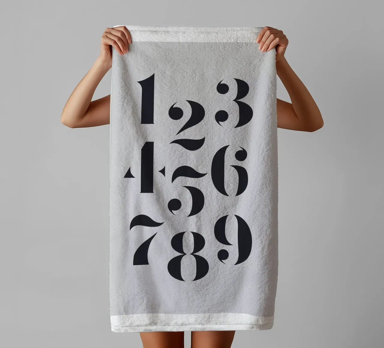 Typographic number art towel by Whole©