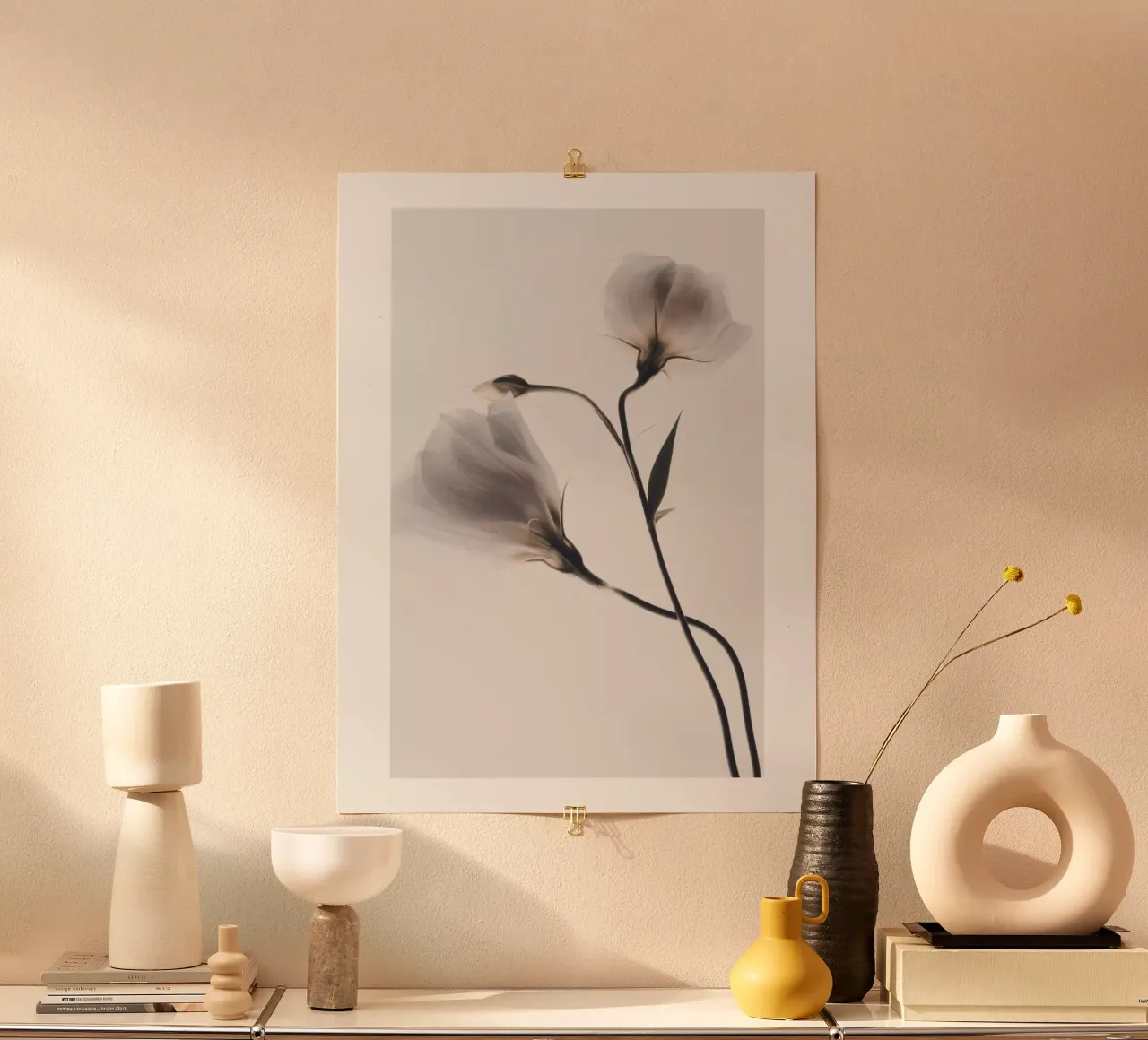 Arte floreale delicata - Motivo floreale minimalista carta hahnemühle da Whole©