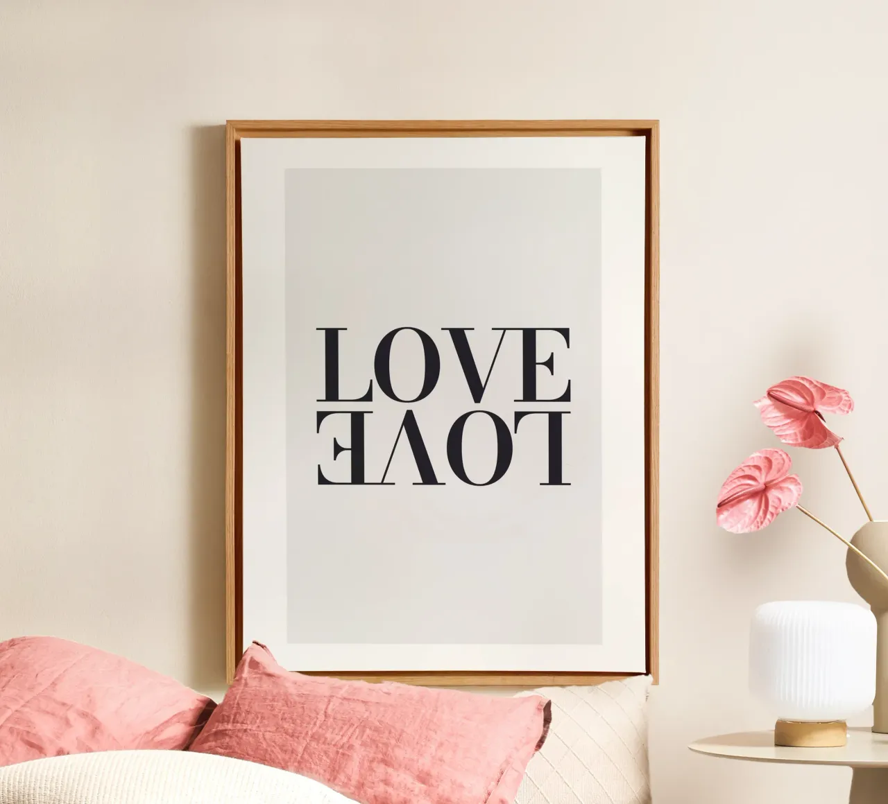 Typografie Liefde - Modern statement ontwerp canvas met Baklijst van Whole©