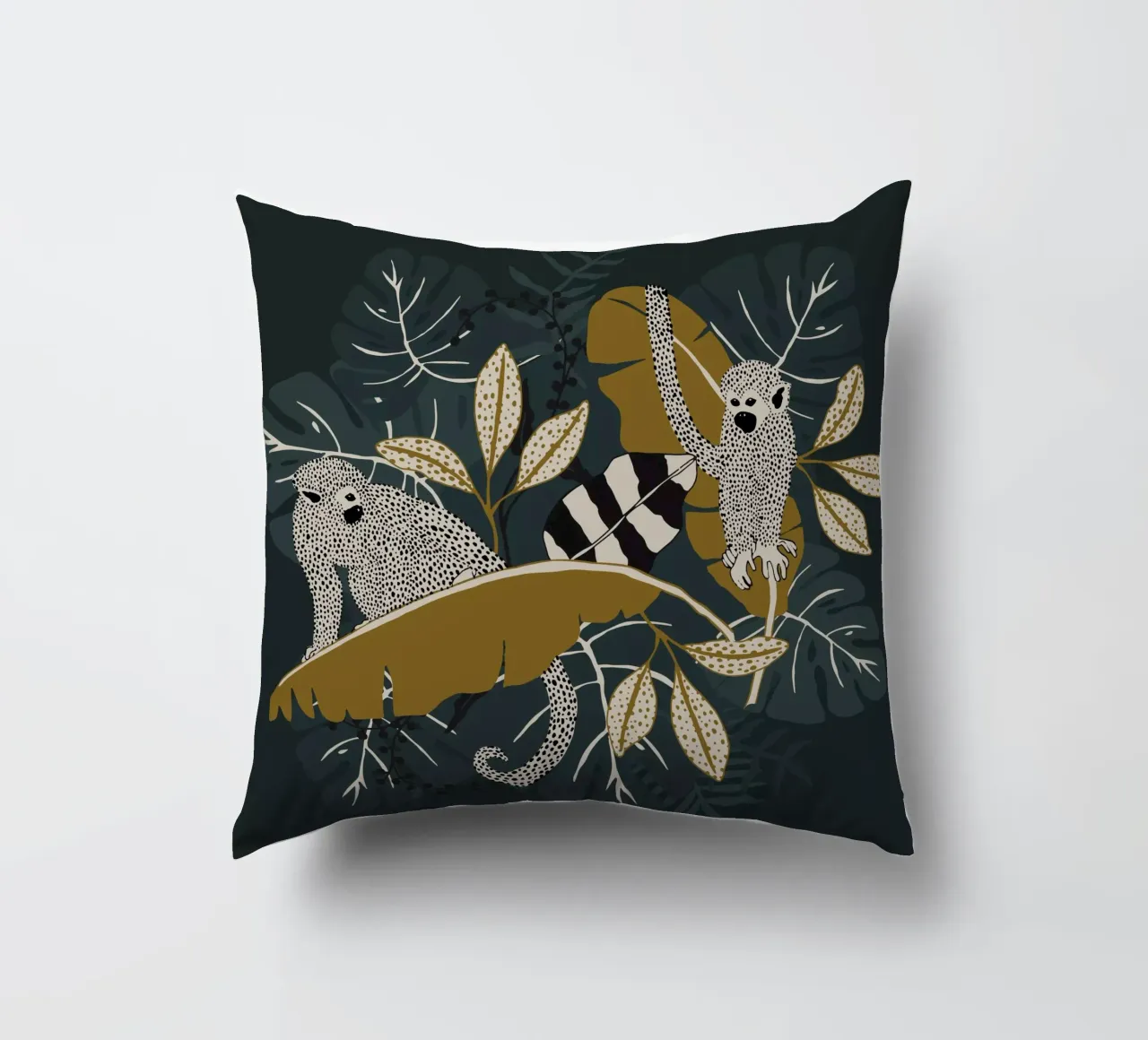 Two Monkeys | emerald cuscino da modeern