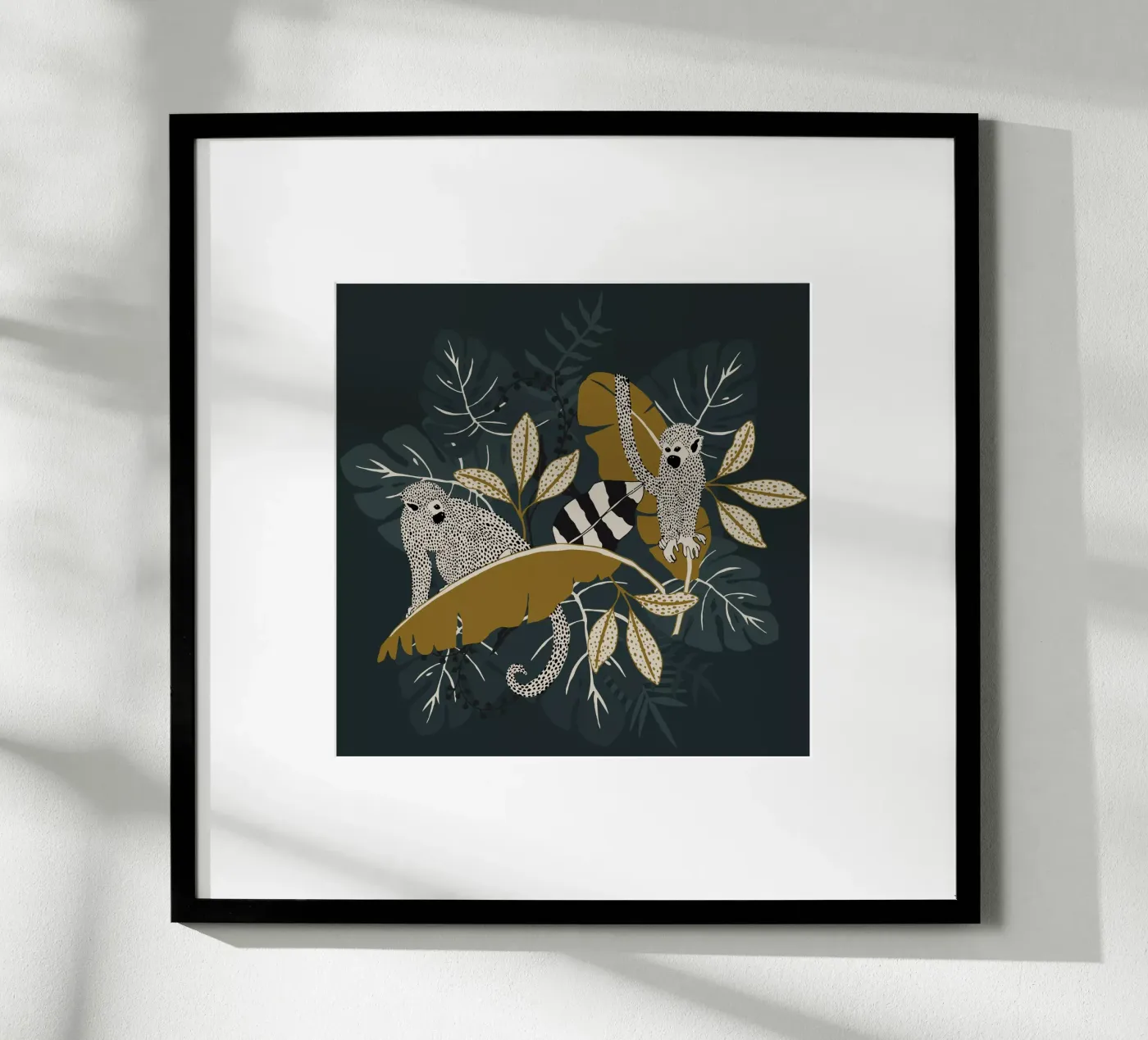 Two Monkeys | emerald poster by moDeern